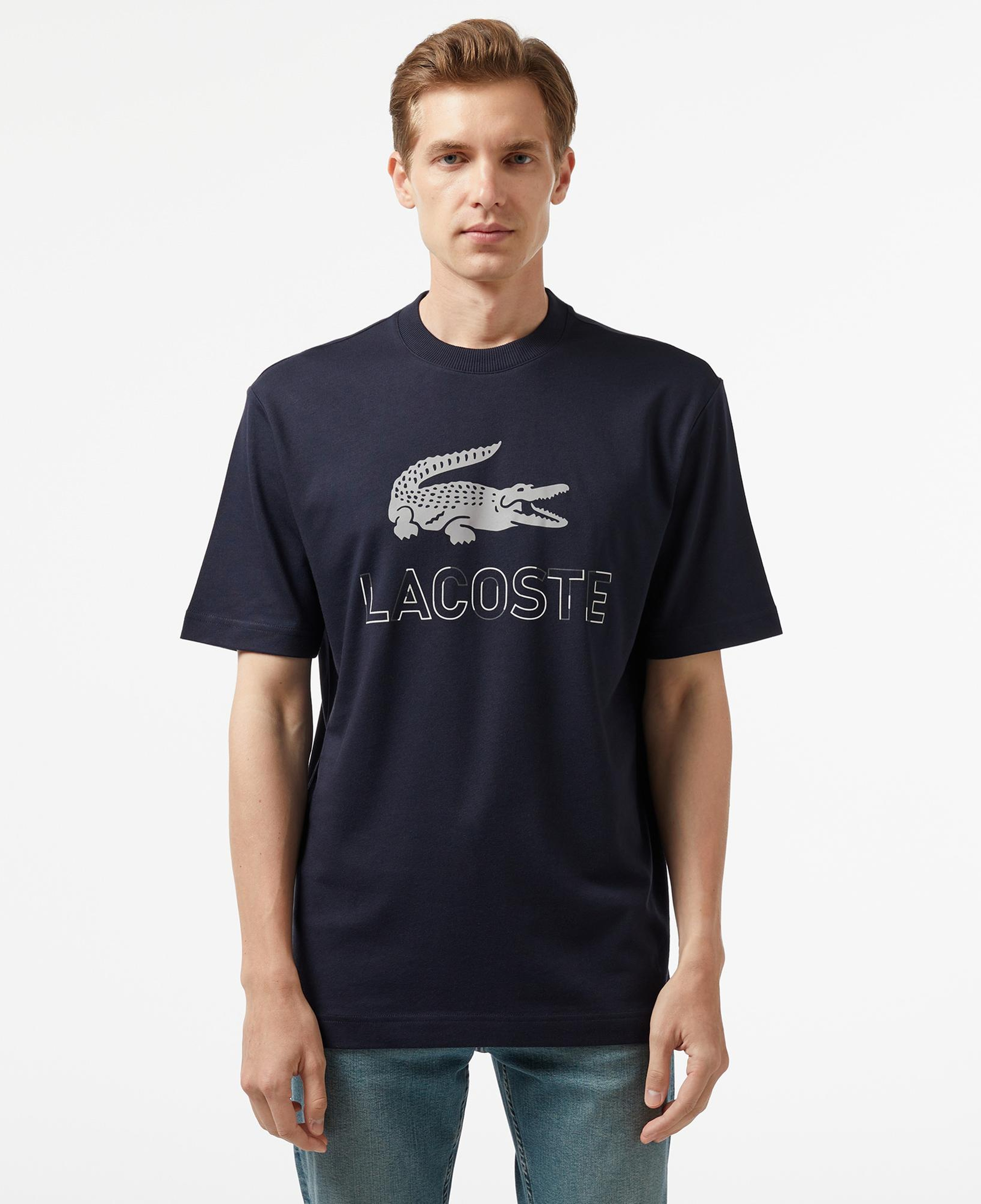 Lacoste Erkek Regular Fit Bisiklet Yaka Baskılı Lacivert T-Shirt