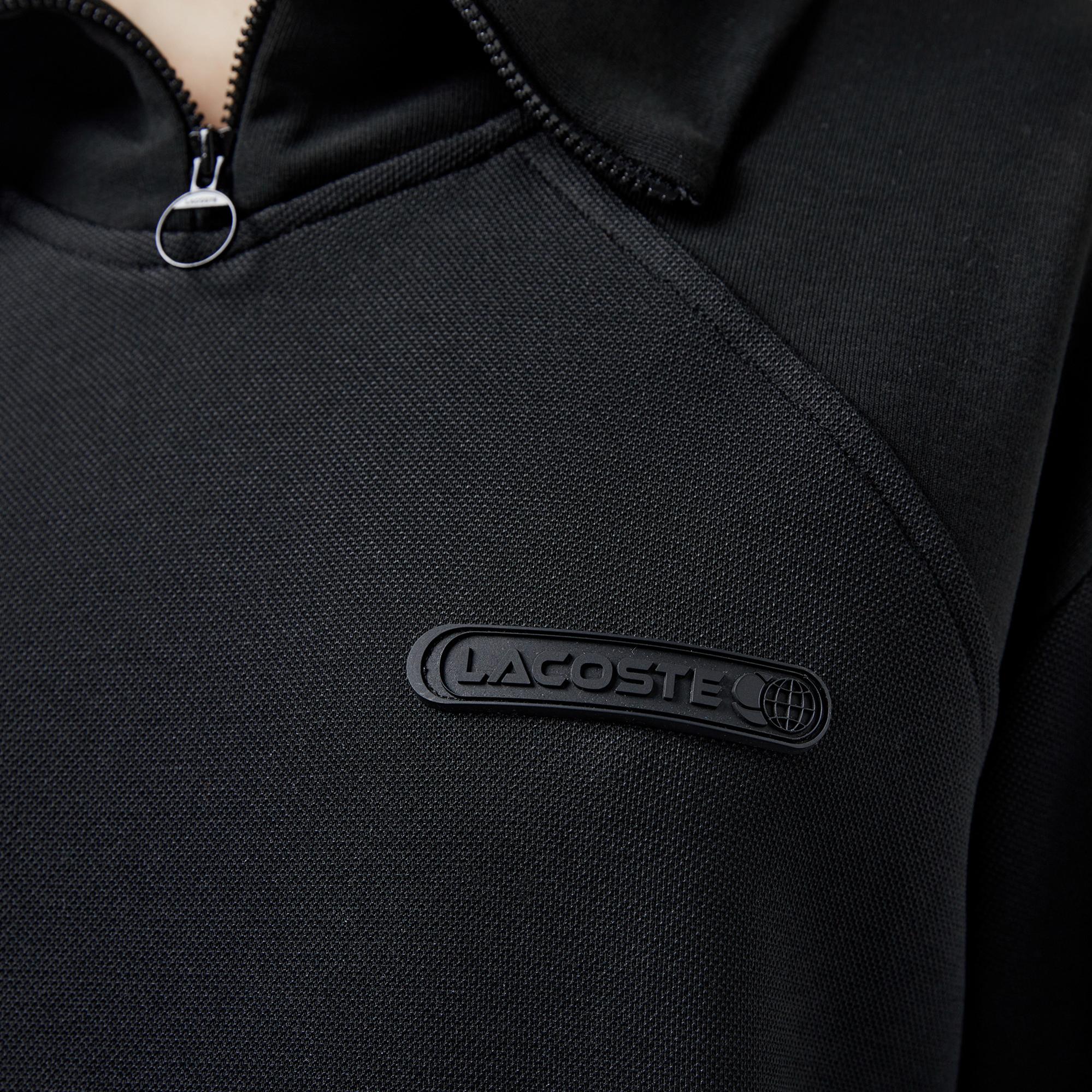 Lacoste Kadın Regular Fit Fermuarlı Dik Yaka Siyah Sweatshirt