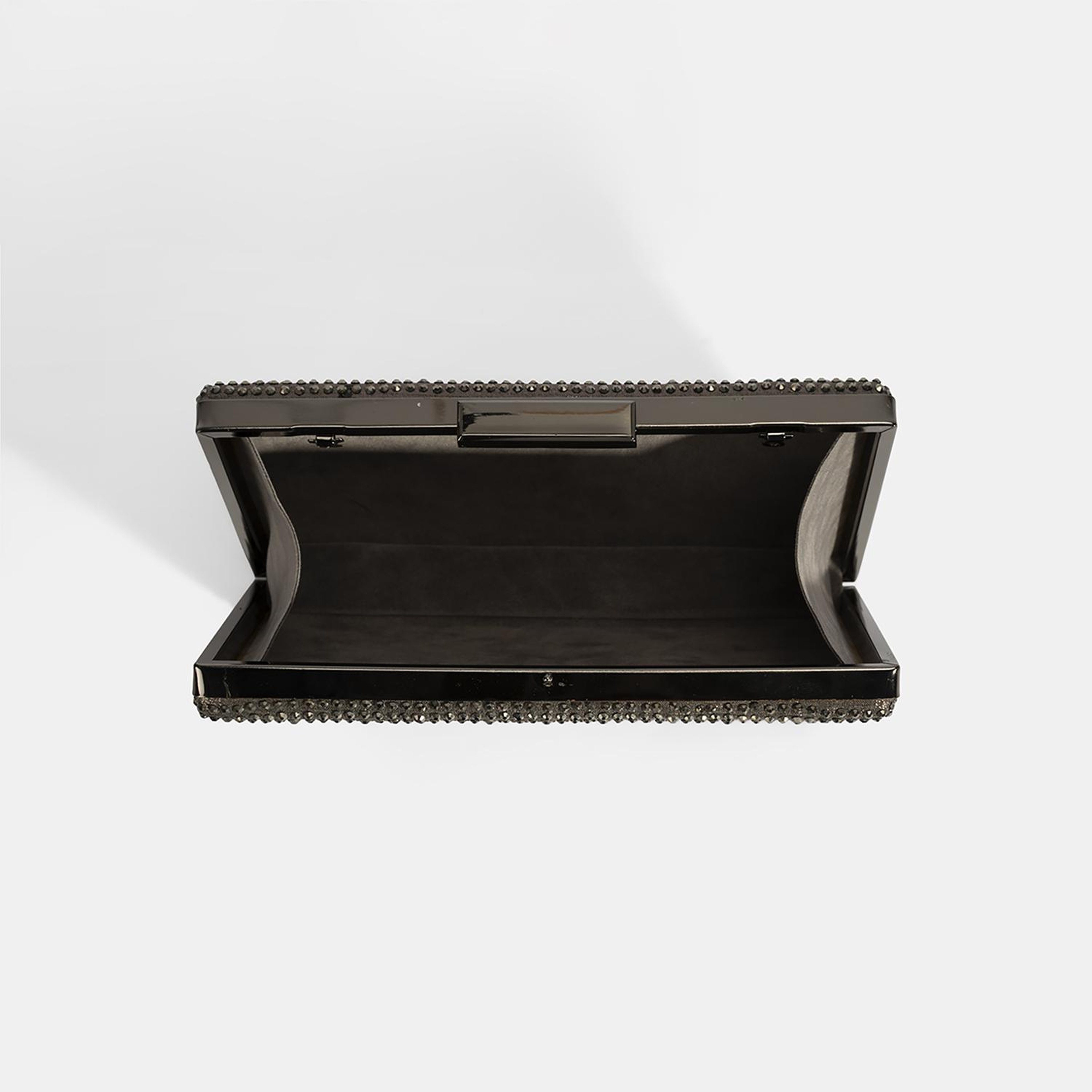 Kadın Antrasit Gümüş Taş Detaylı Gece El Çantası