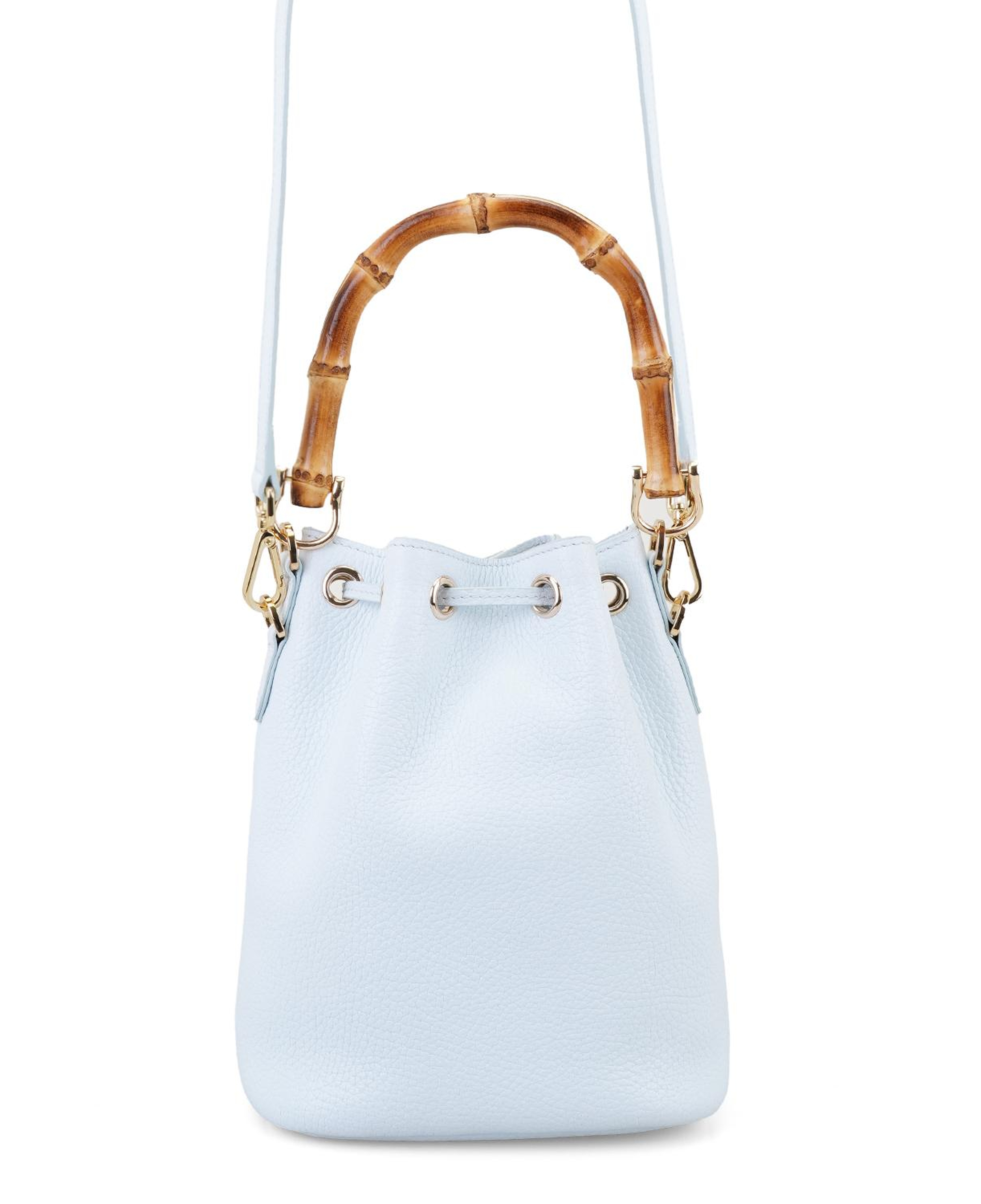 Lexy Mavi Kadın Bambu Askılı Deri Omuz Çantası