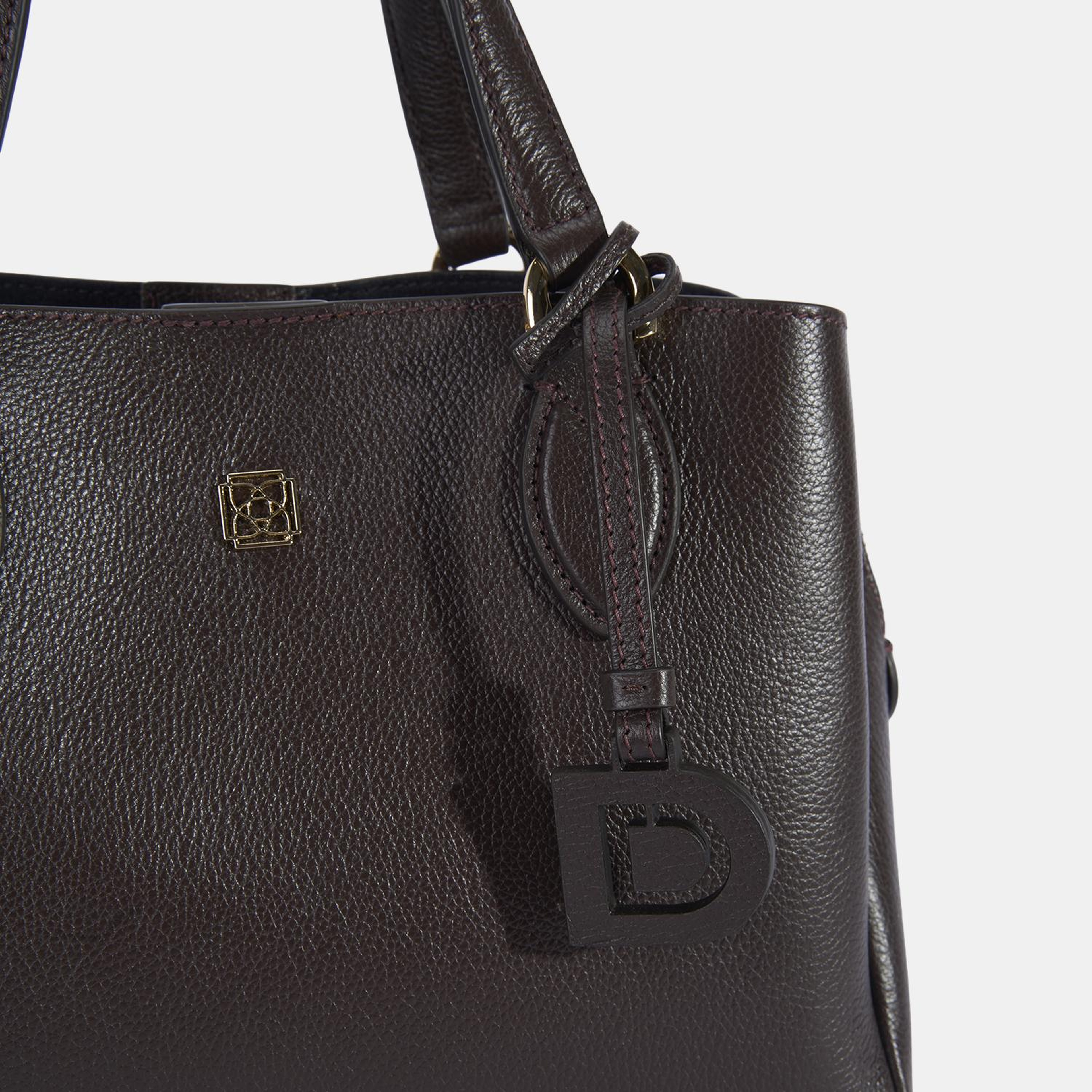 Kadın Kahve D Logolu Deri El Çantası