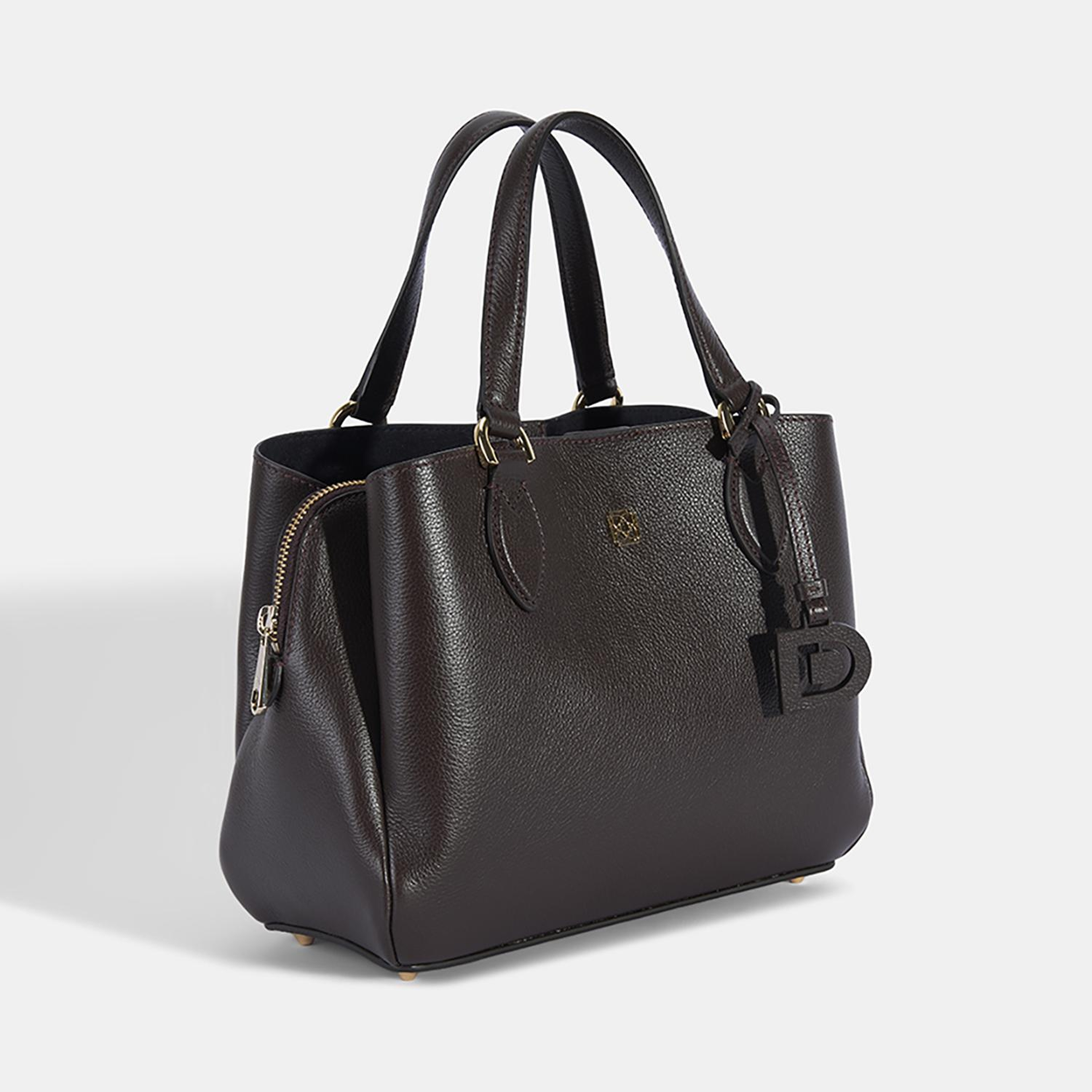 Kadın Kahve D Logolu Deri El Çantası