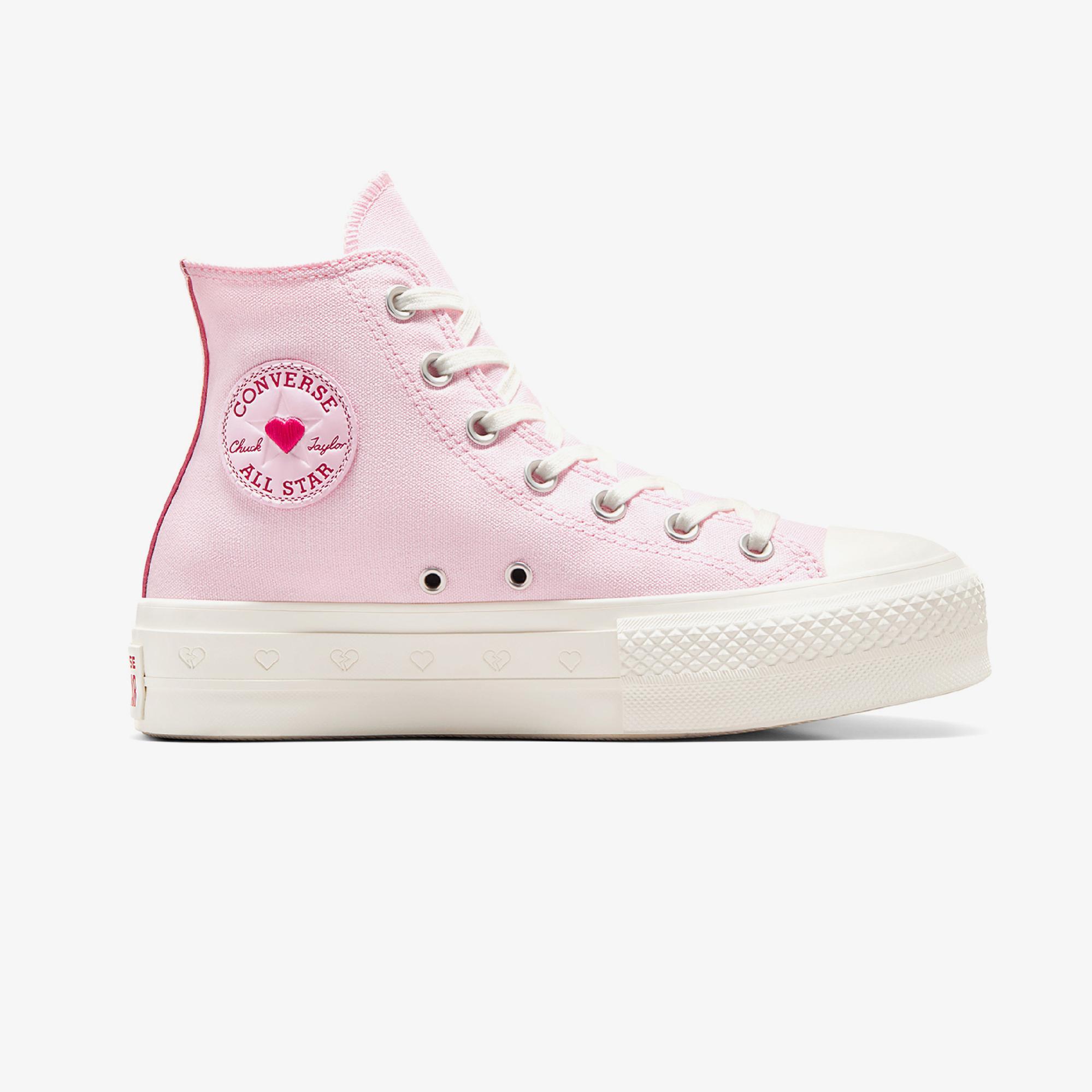 Converse Chuck Taylor All Star Lift Hearts Unisex Pembe Platform Sneaker