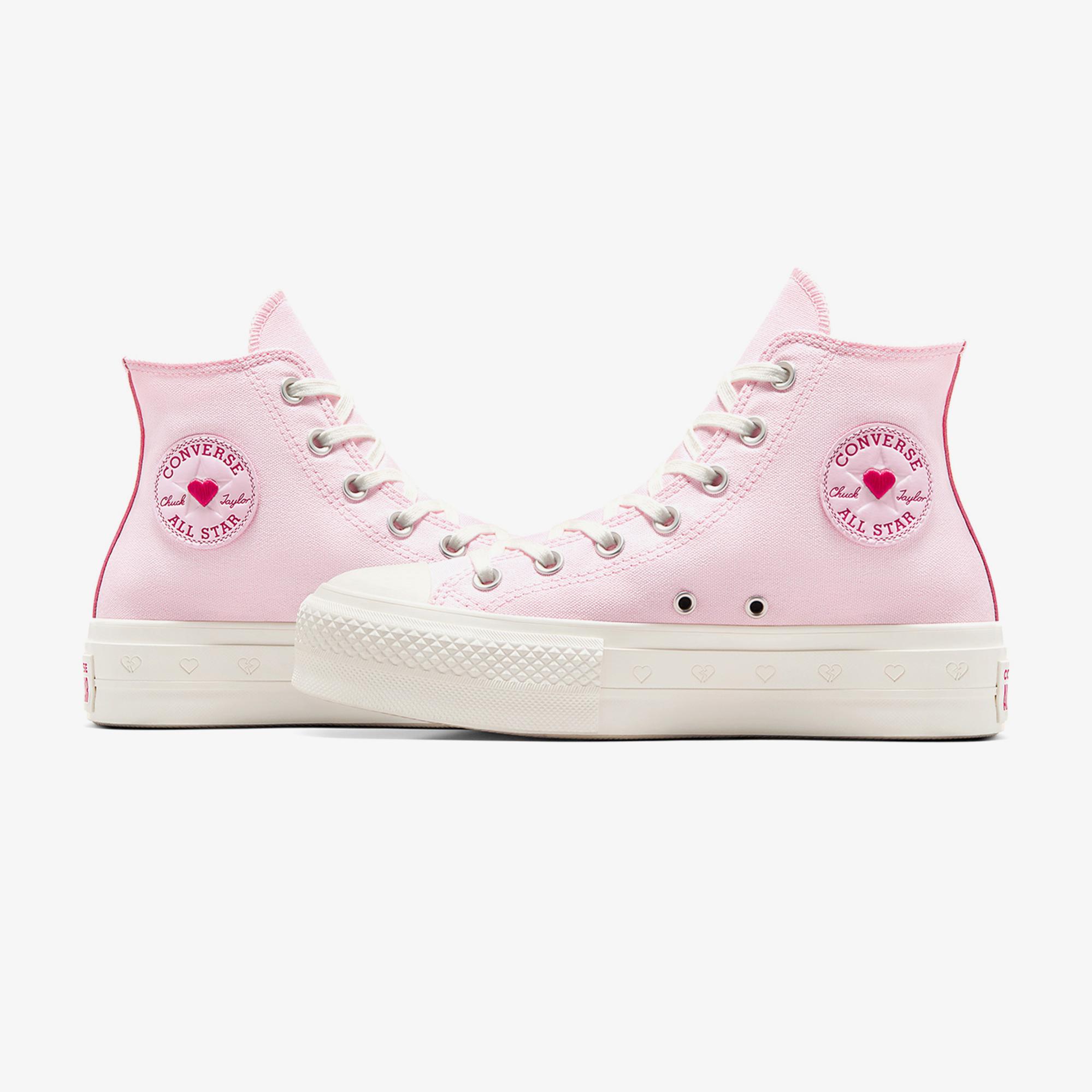 Converse Chuck Taylor All Star Lift Hearts Unisex Pembe Platform Sneaker