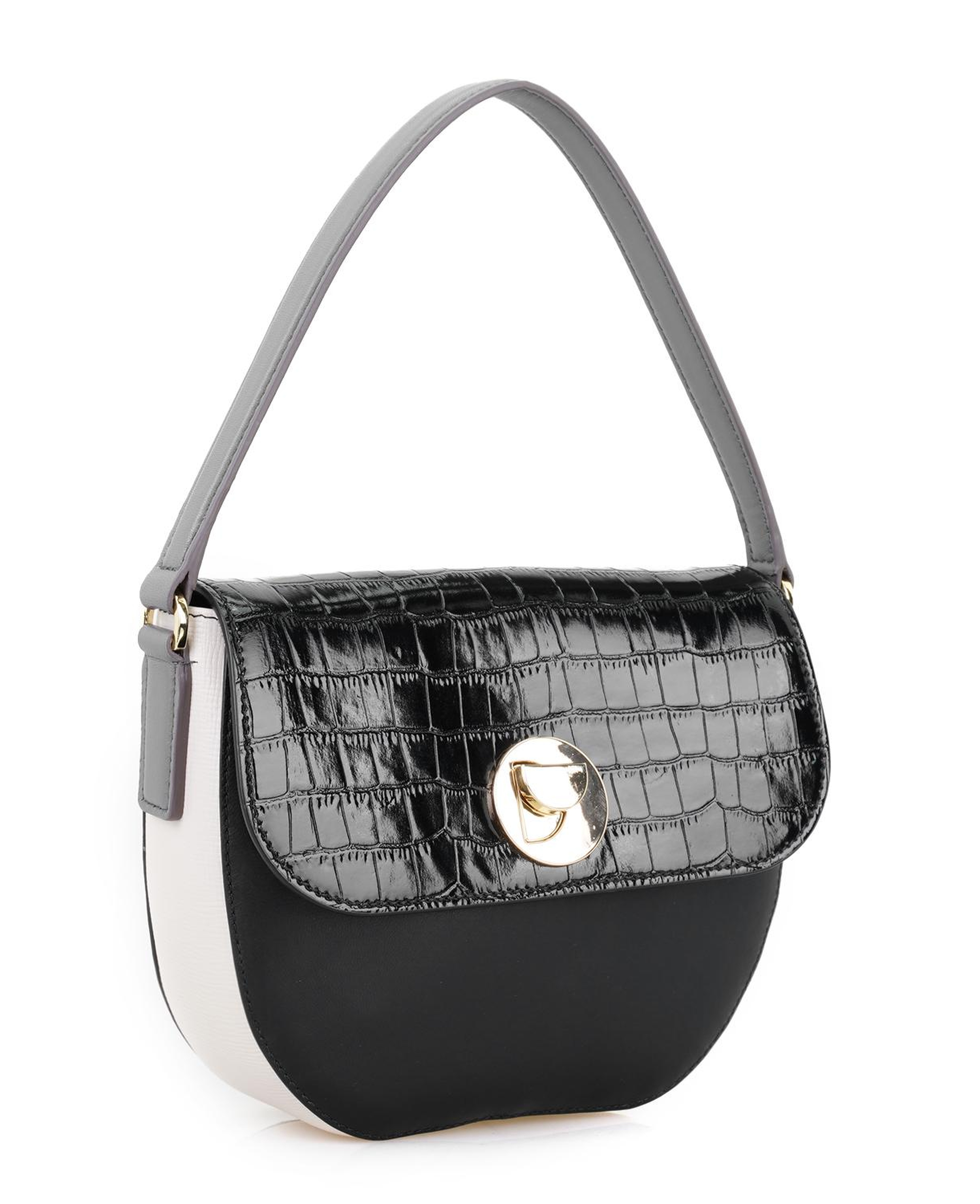 Afsooz Siyah Kadın Kroko Baskılı Deri Omuz Çantası