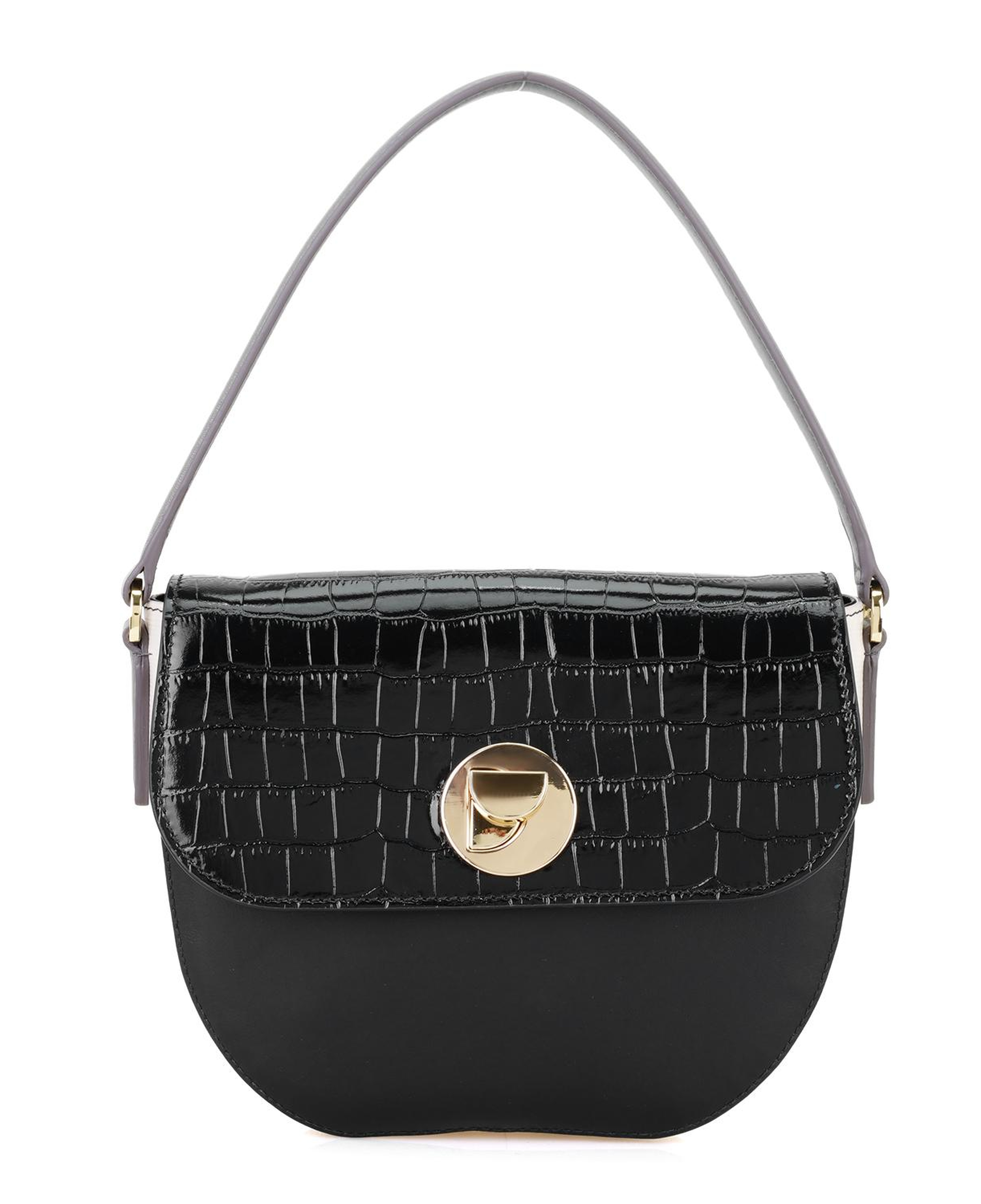 Afsooz Siyah Kadın Kroko Baskılı Deri Omuz Çantası