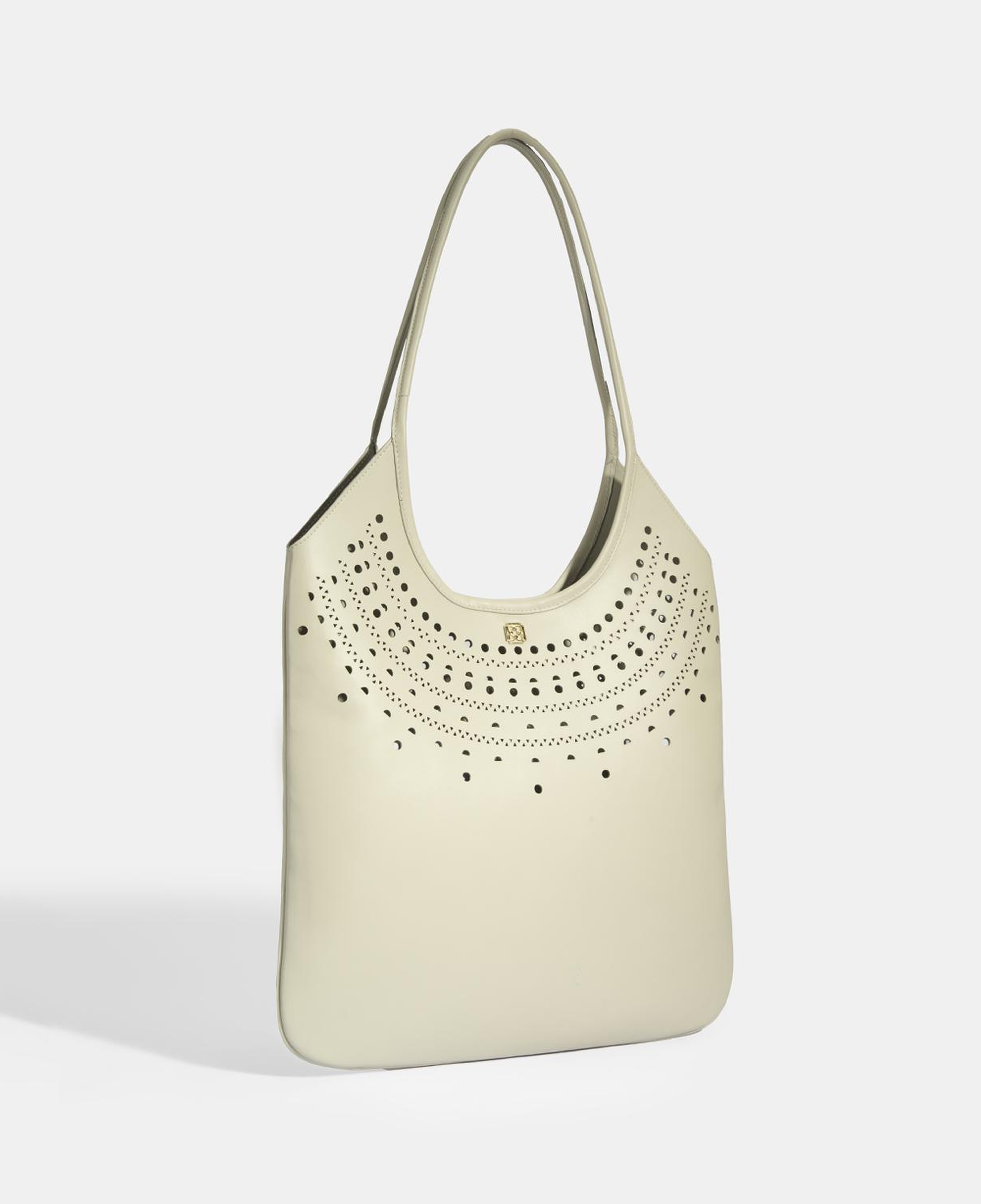 Kadın Beyaz Perforeli Süet Omuz Çantası