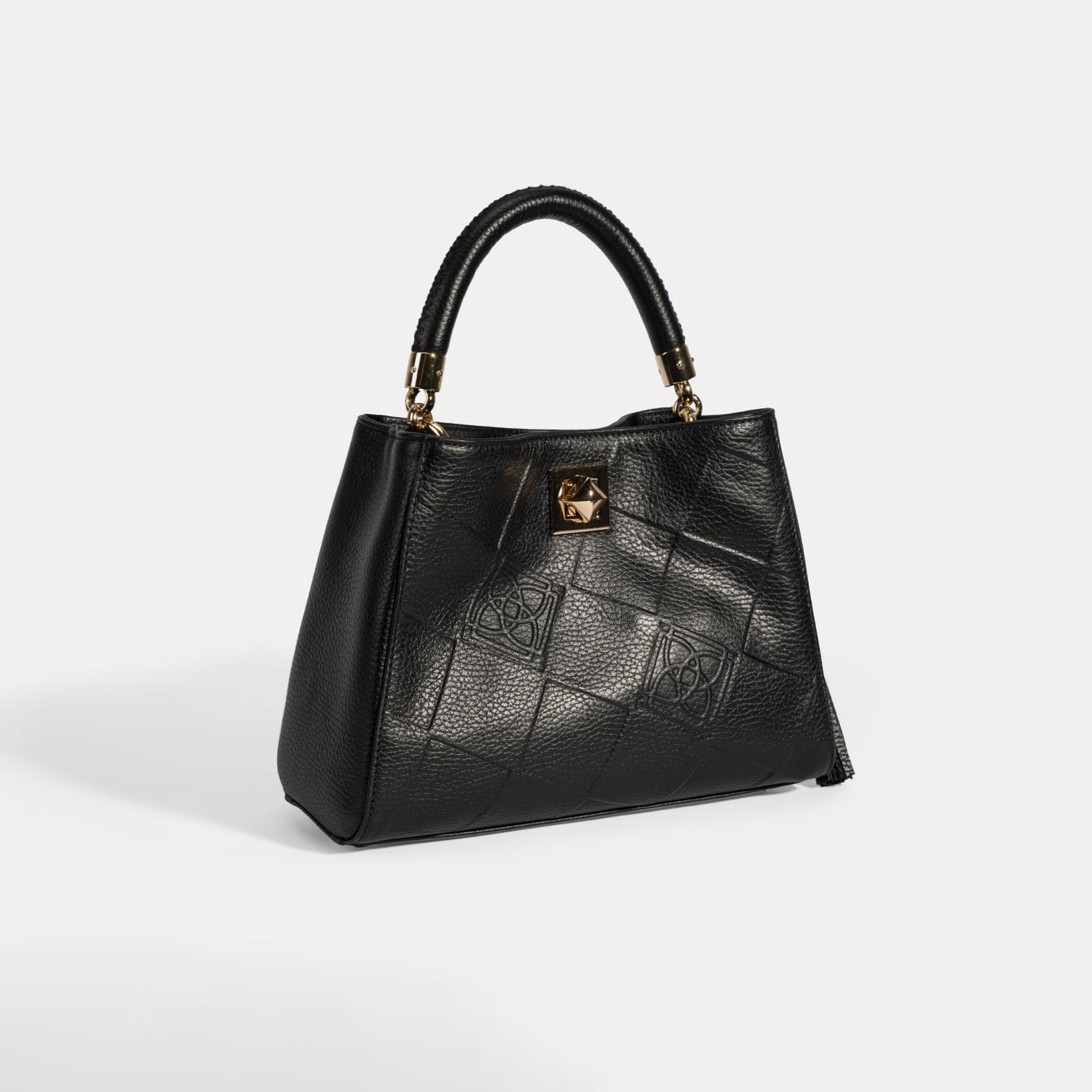 Kadın Siyah Püskül Aksesuarlı Deri El Çantası