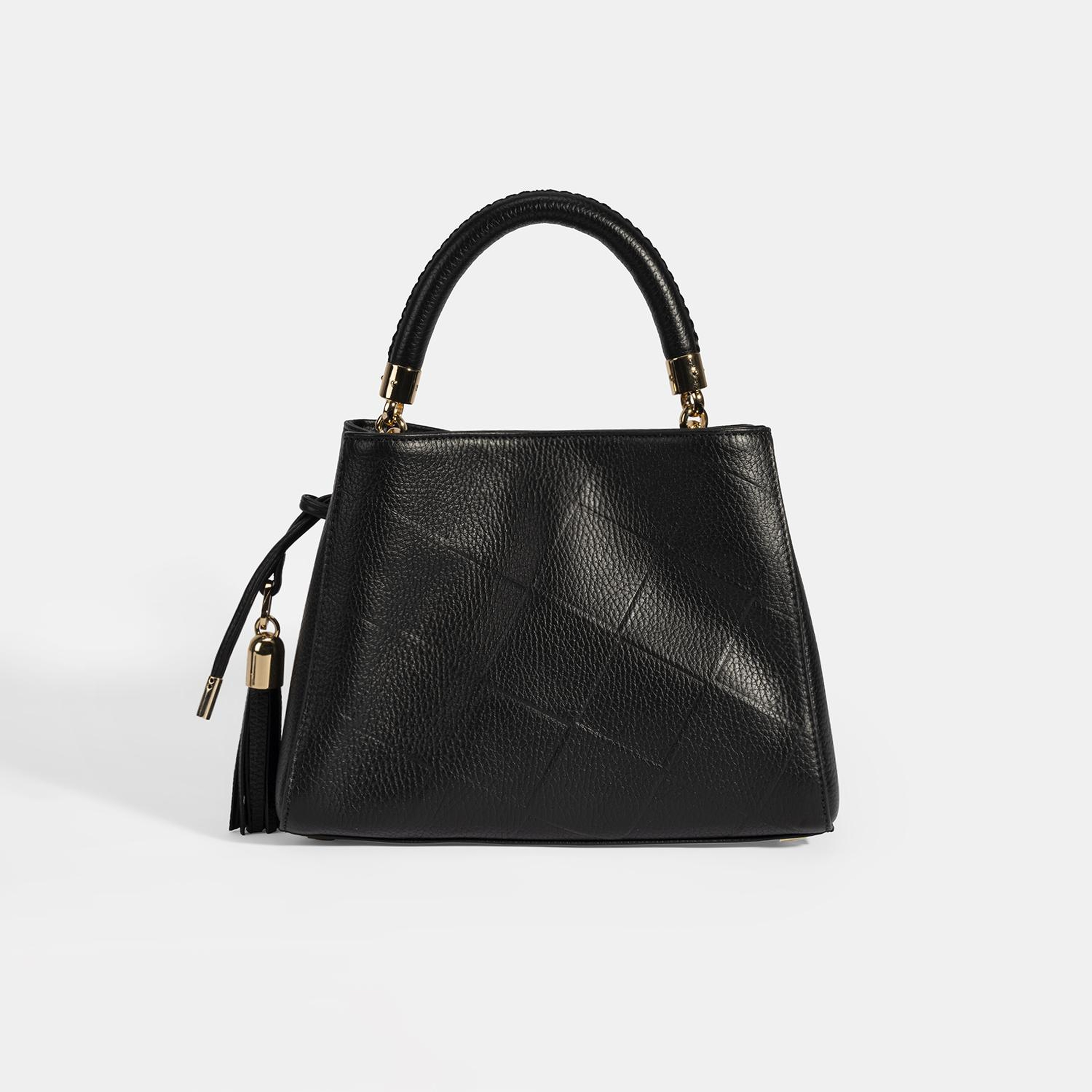 Kadın Siyah Püskül Aksesuarlı Deri El Çantası