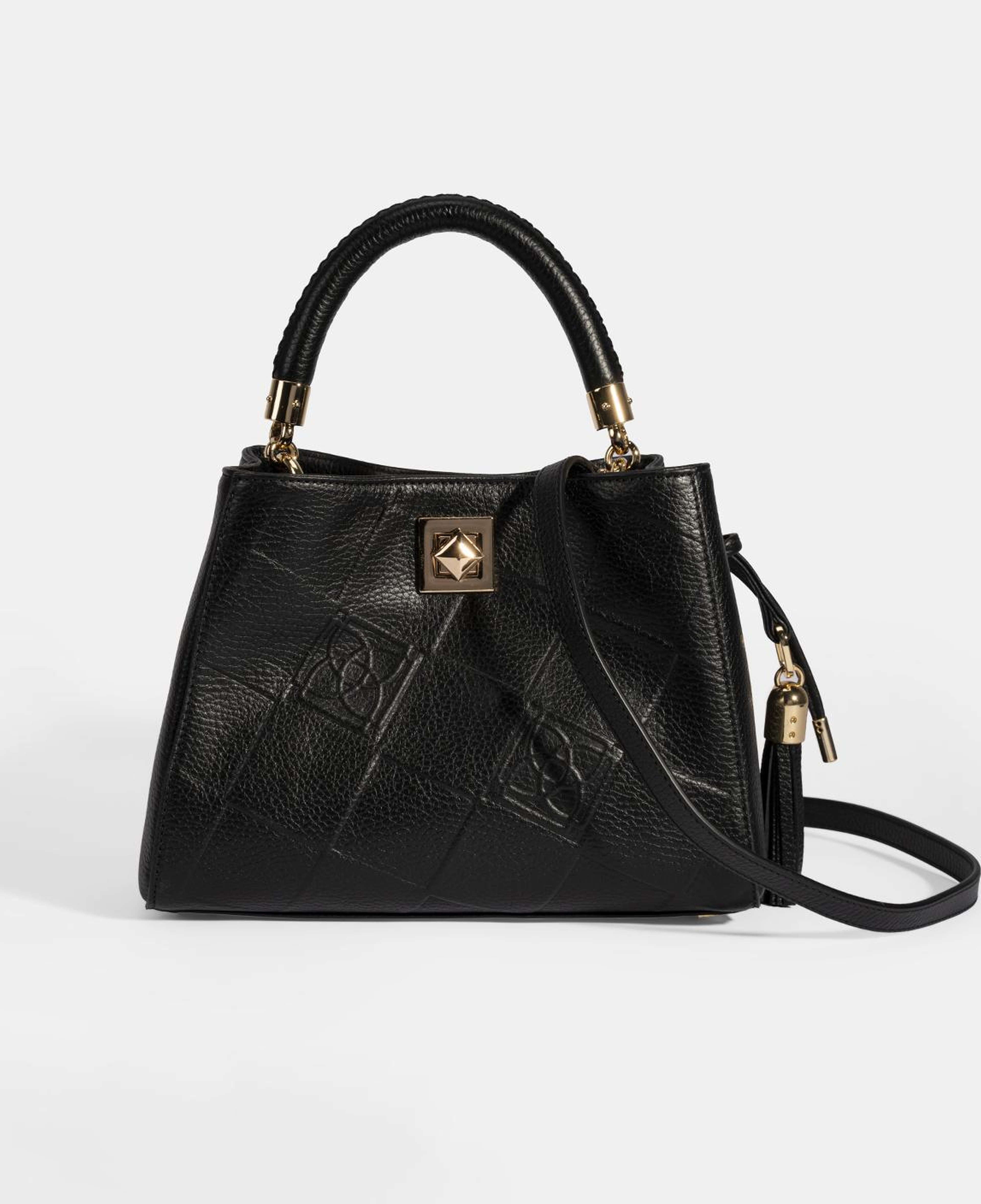 Kadın Siyah Püskül Aksesuarlı Deri El Çantası