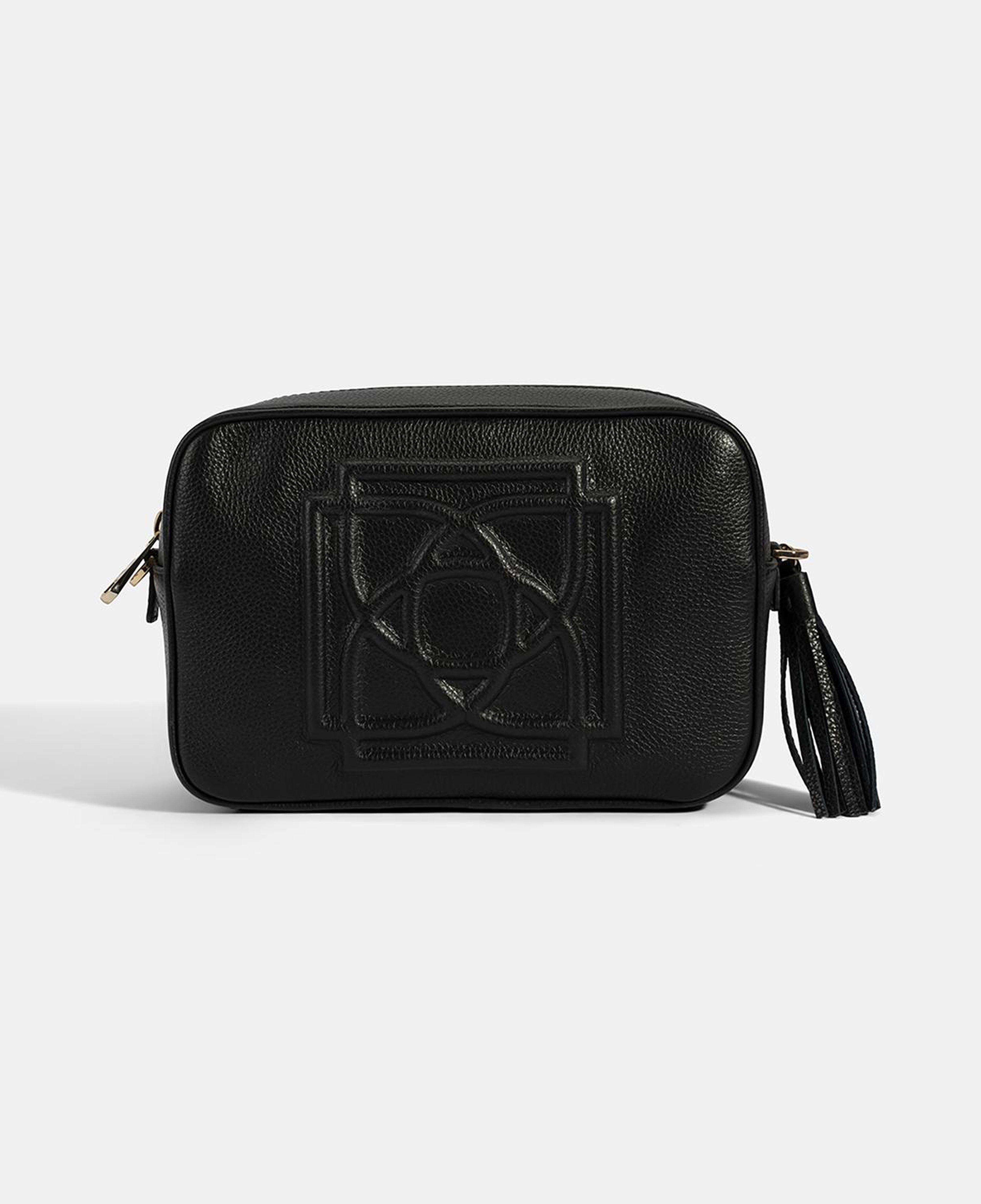 Kadın Siyah Monogram Deri Postacı Çantası