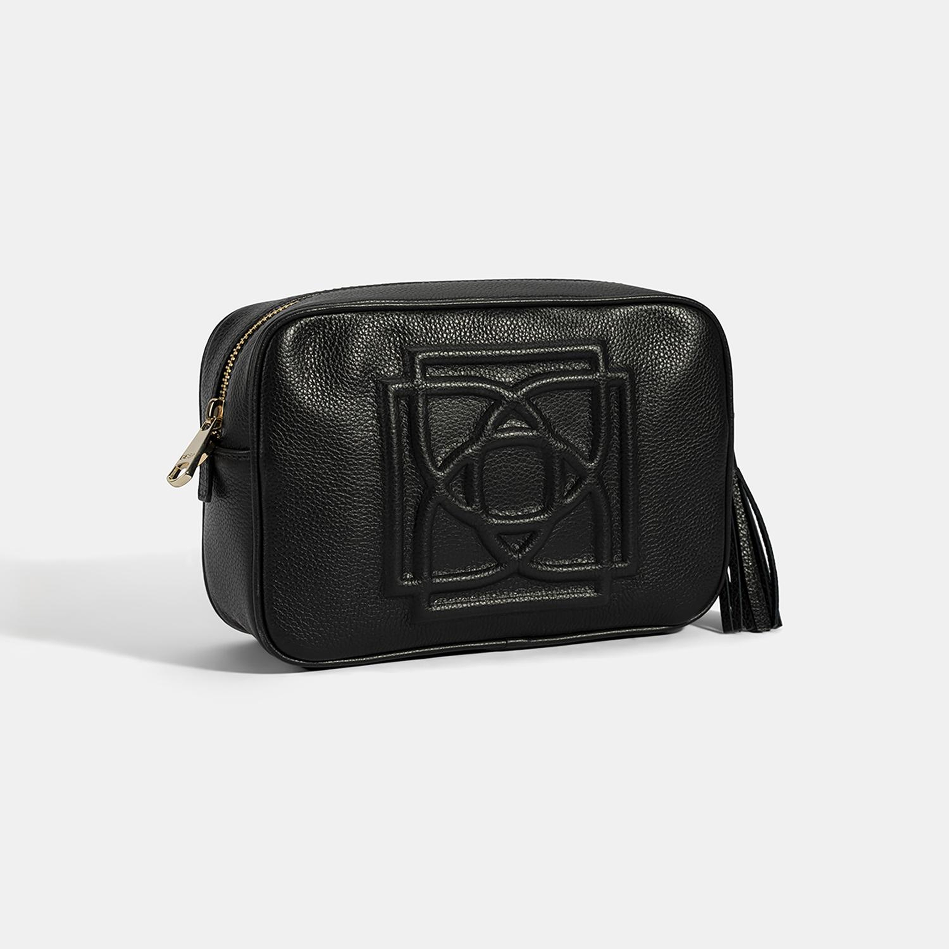 Kadın Siyah Monogram Deri Postacı Çantası