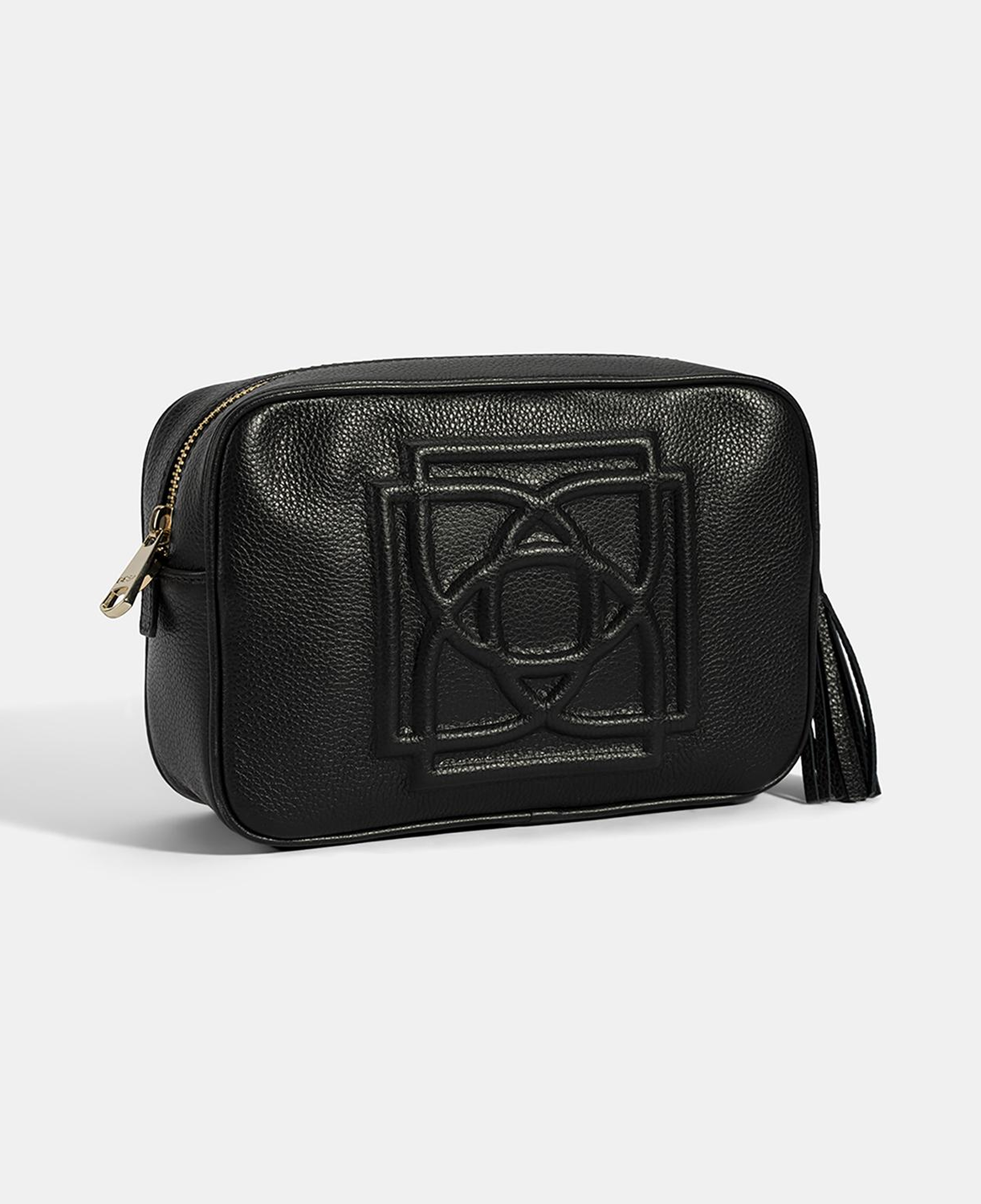 Kadın Siyah Monogram Deri Postacı Çantası