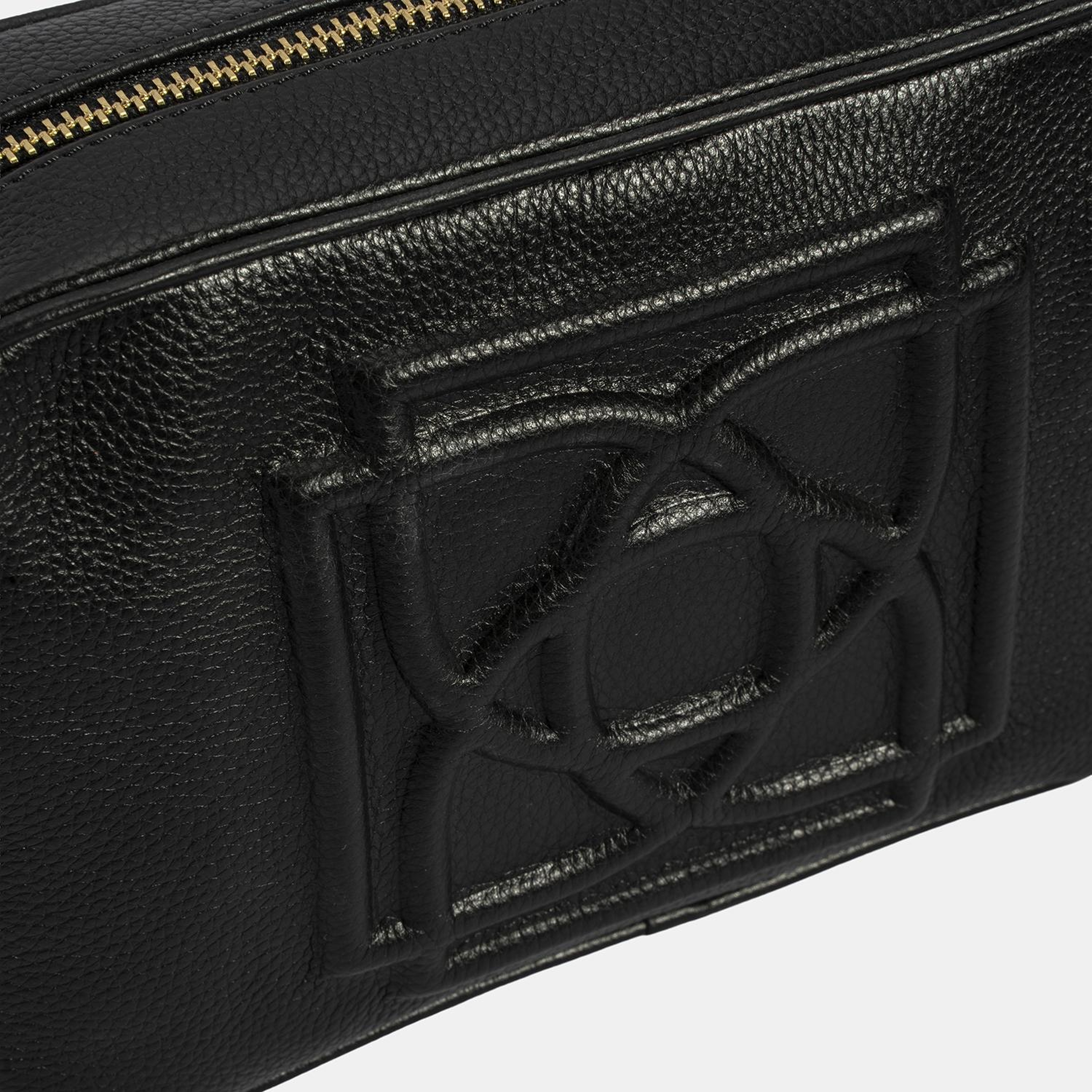 Kadın Siyah Monogram Deri Postacı Çantası