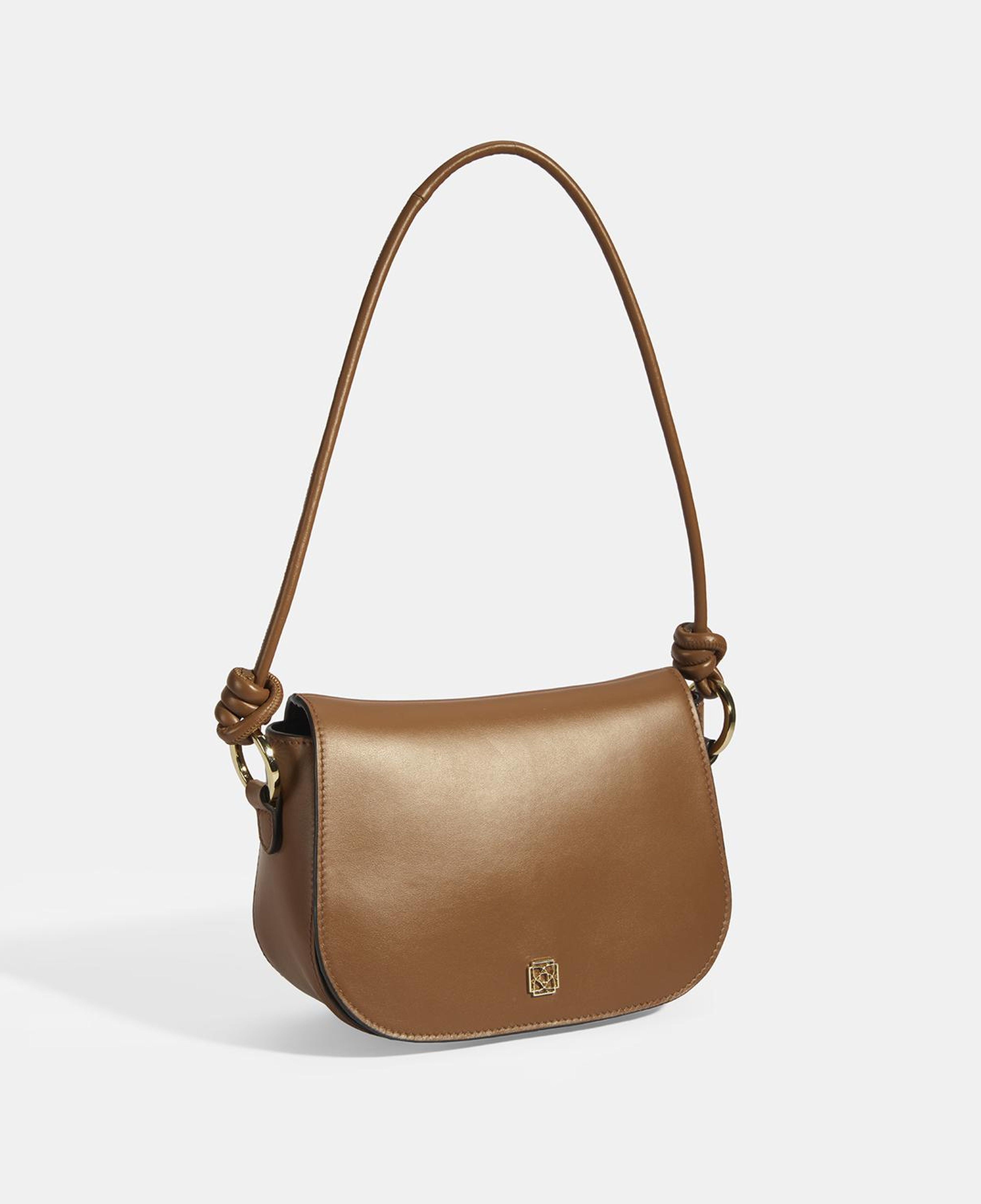 Kadın Düğüm Askılı Konyak Deri Omuz Çantası