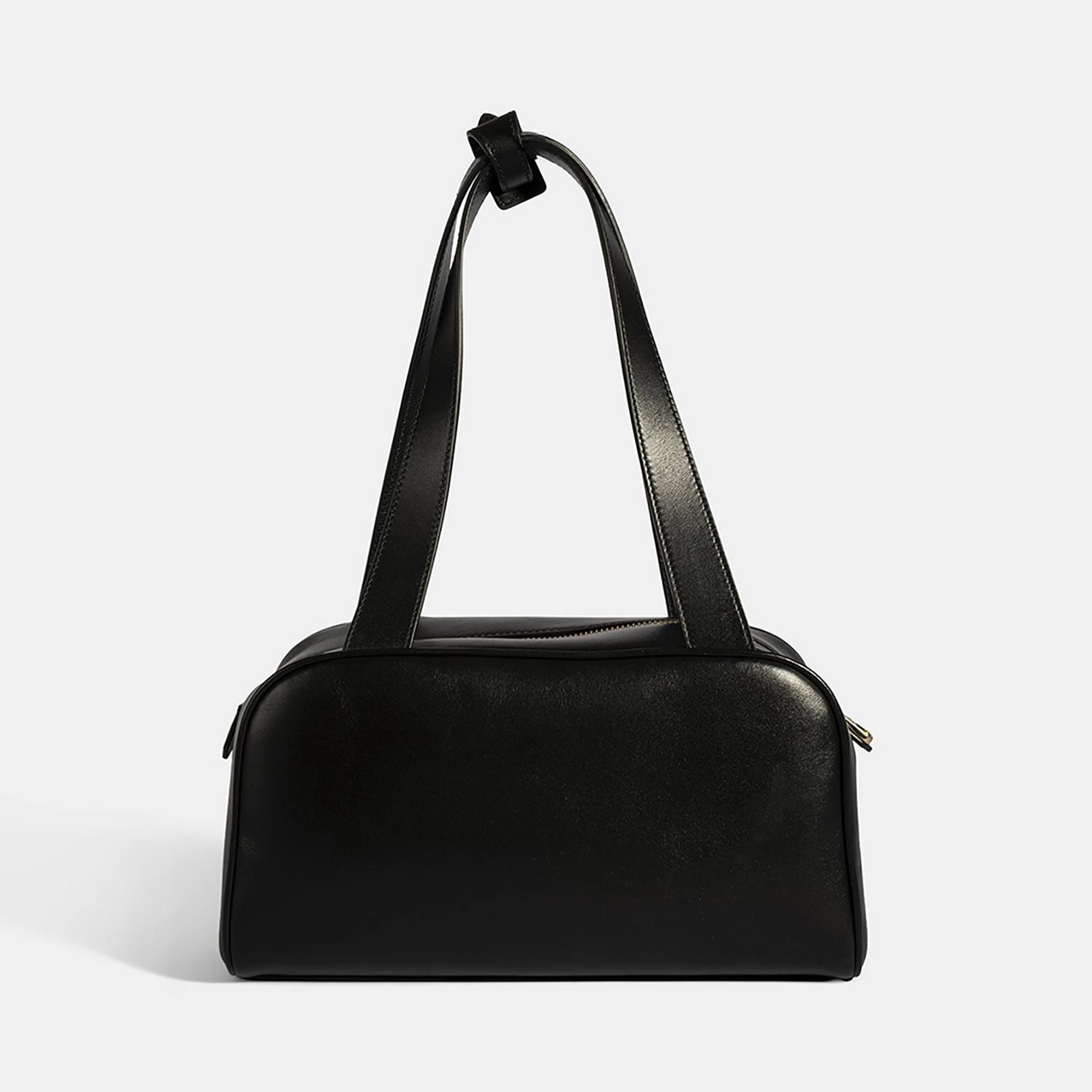 Kadın Siyah Monogram Logolu Deri Omuz Çantası