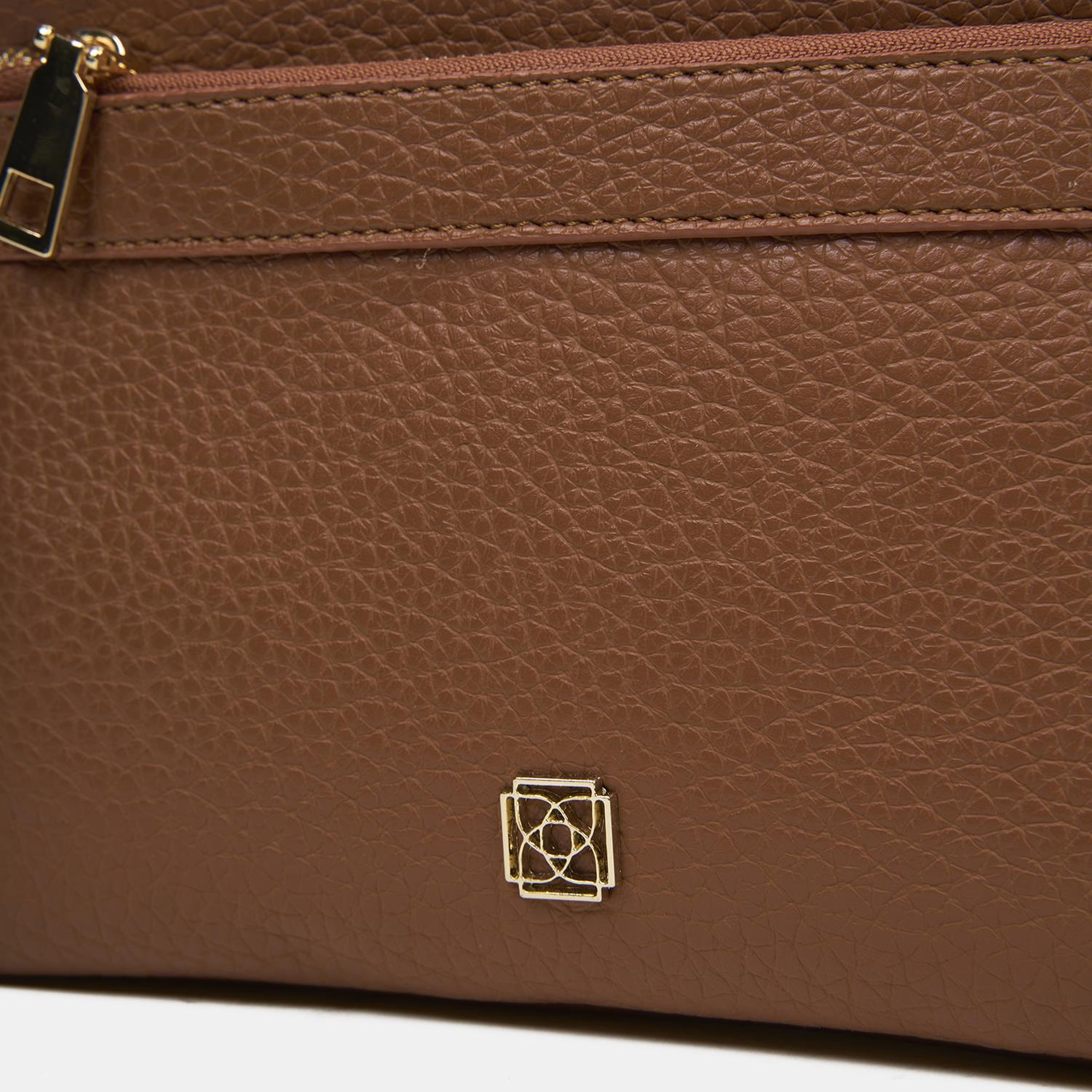 Kadın Taba Dokulu Fermuar Detaylı Postacı Çantası