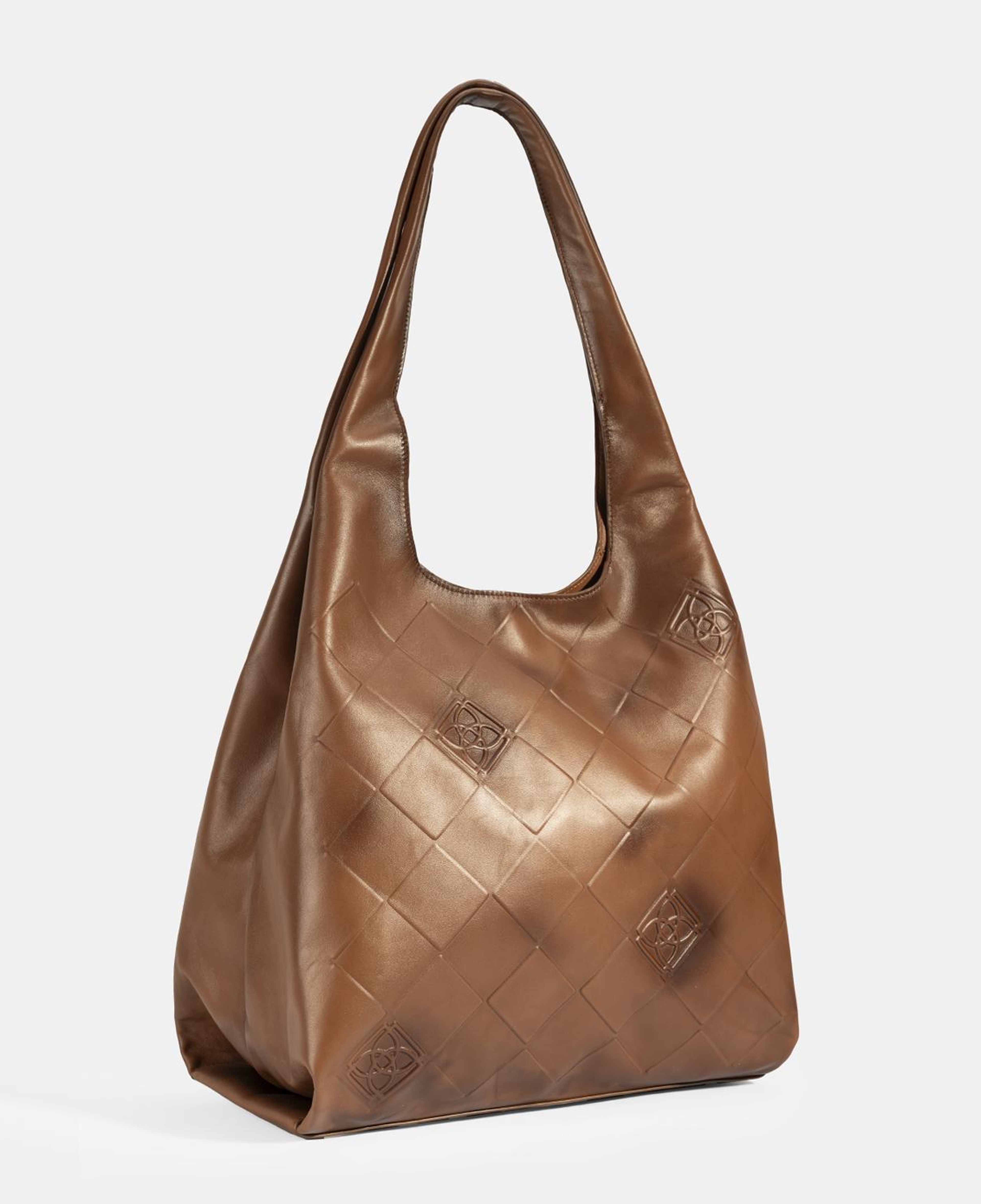 Kadın Taba Monogram Baskılı Deri Omuz Çantası