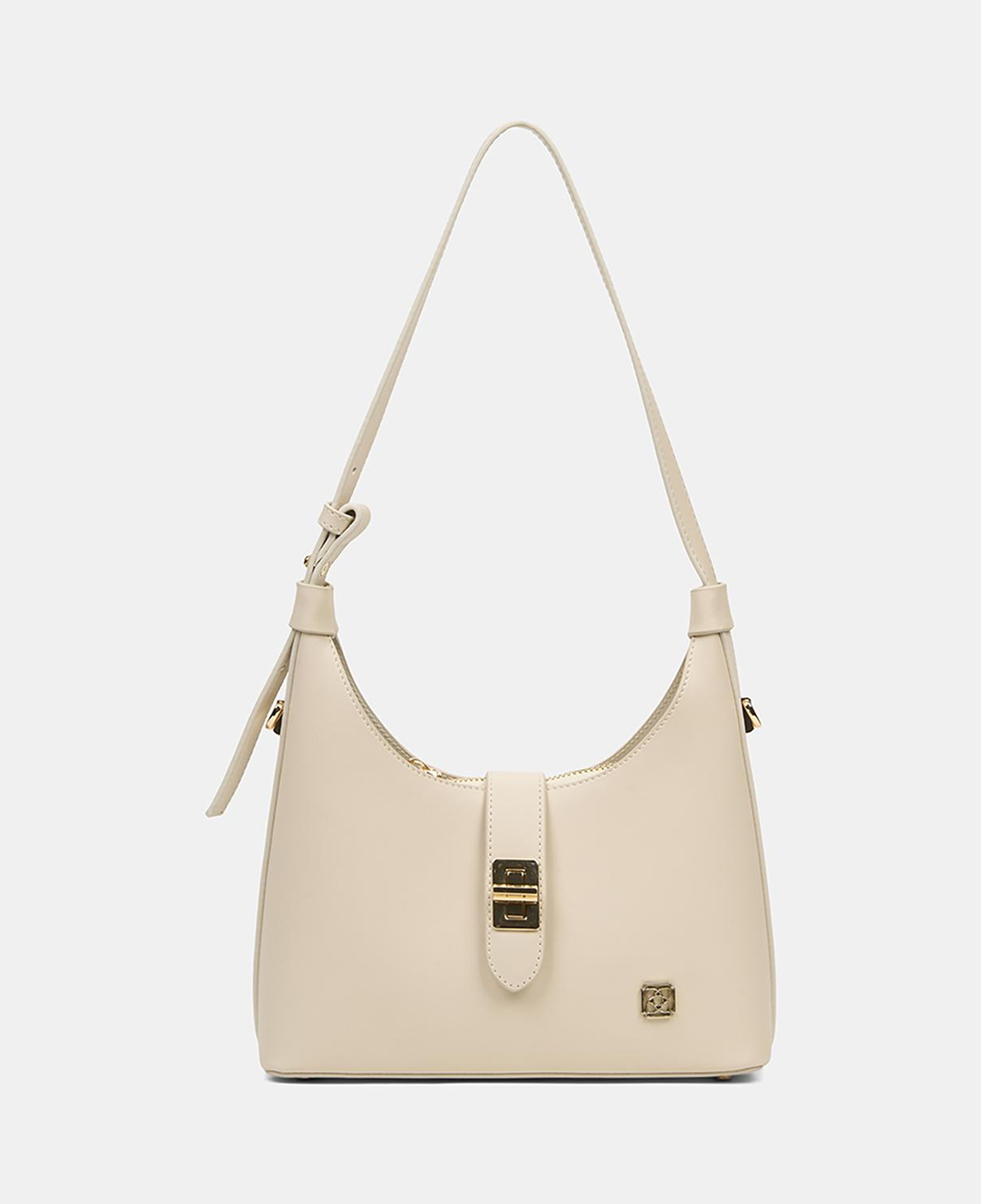 Kadın Ekru Gold Kilit Detaylı Omuz Çantası