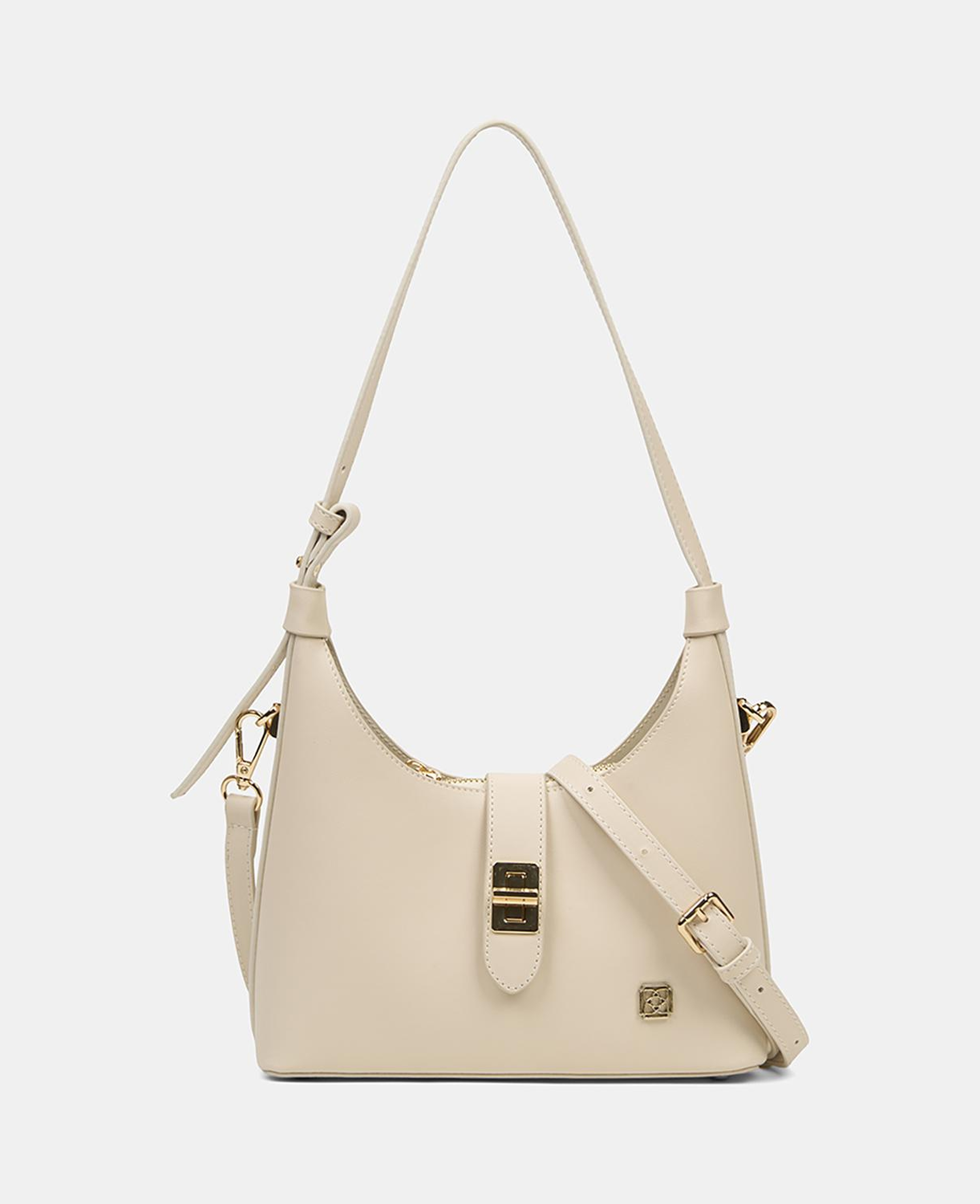 Kadın Ekru Gold Kilit Detaylı Omuz Çantası