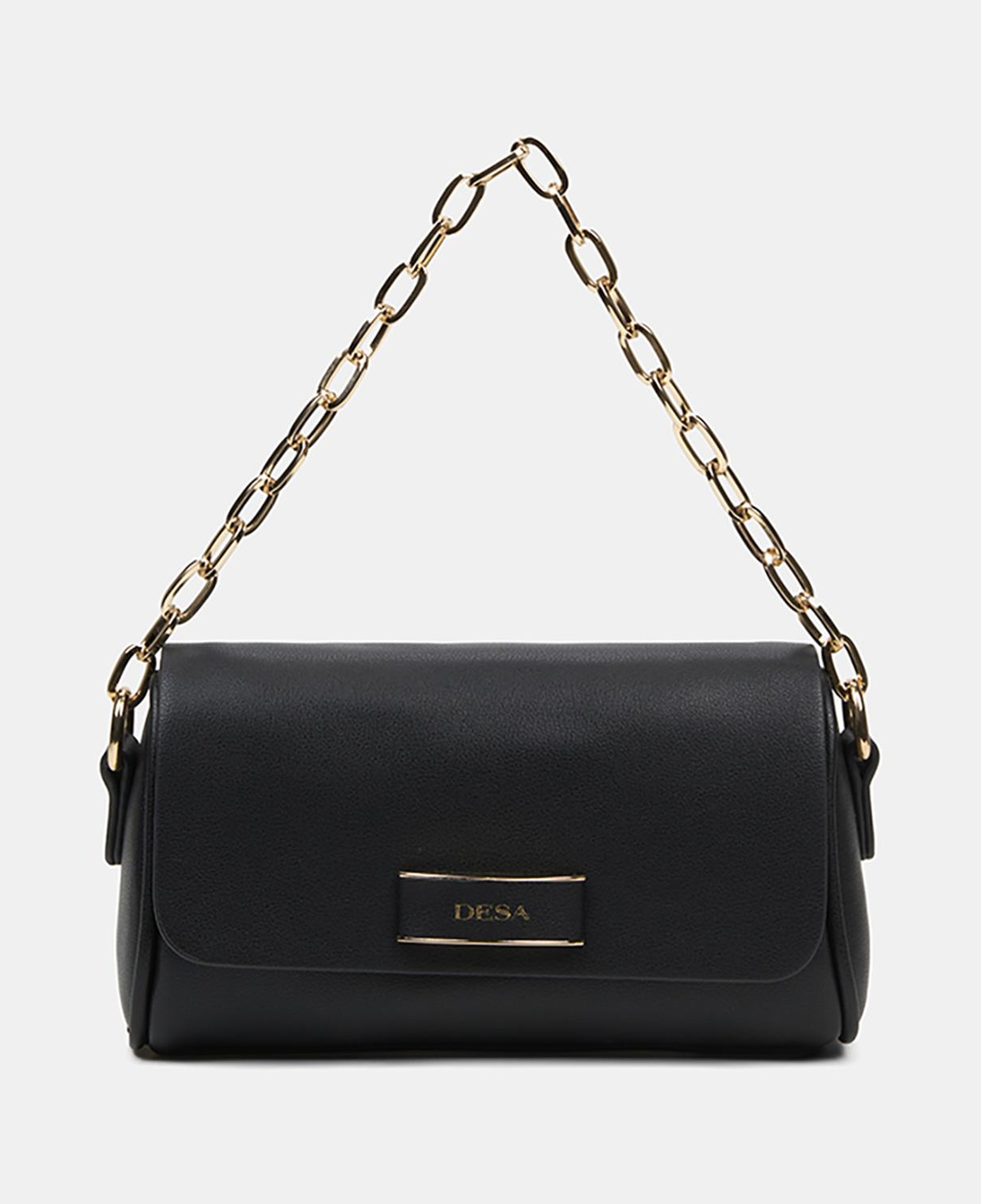 Kadın Siyah Gold Zincir Detaylı El ve Omuz Çantası