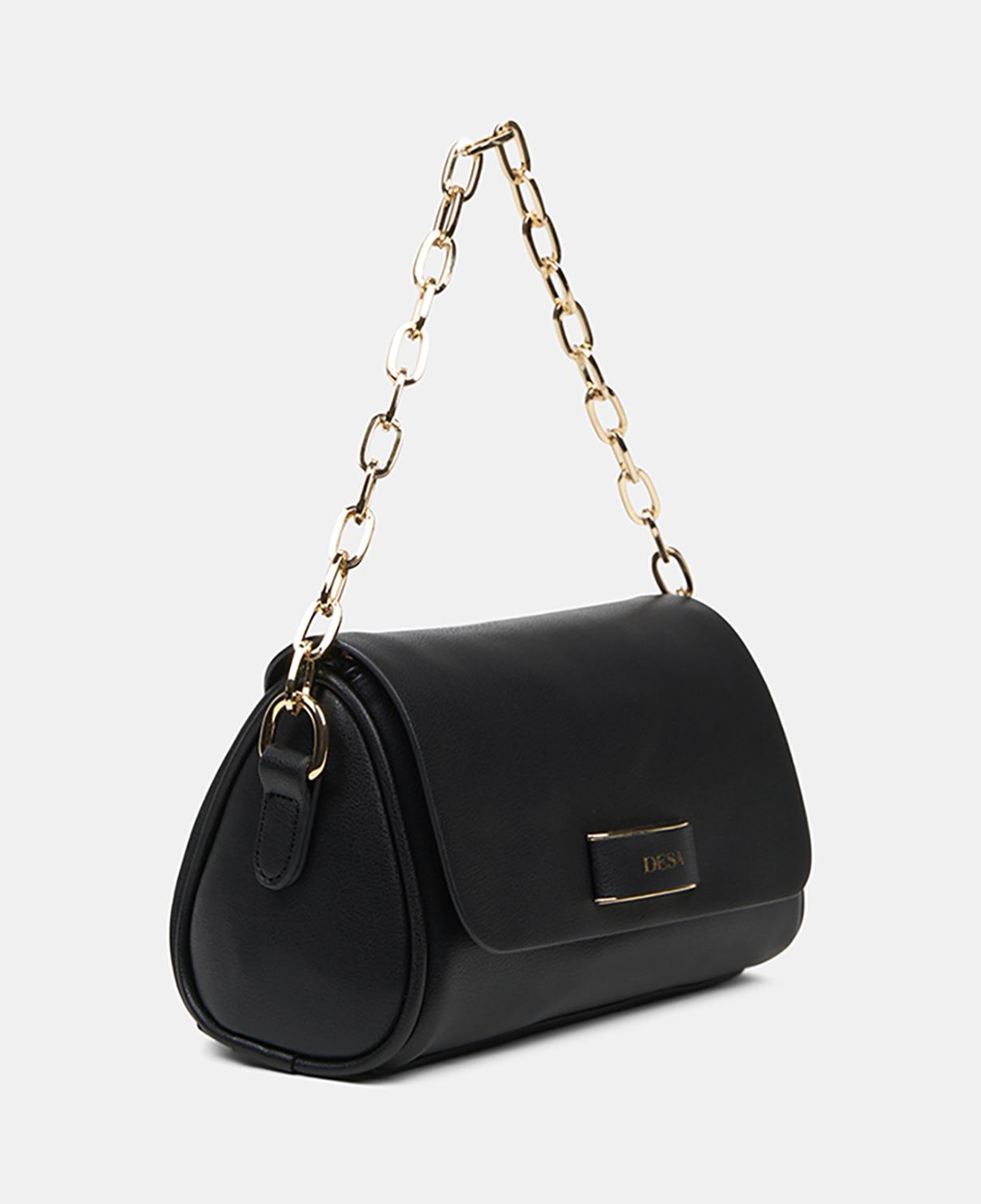 Kadın Siyah Gold Zincir Detaylı El ve Omuz Çantası
