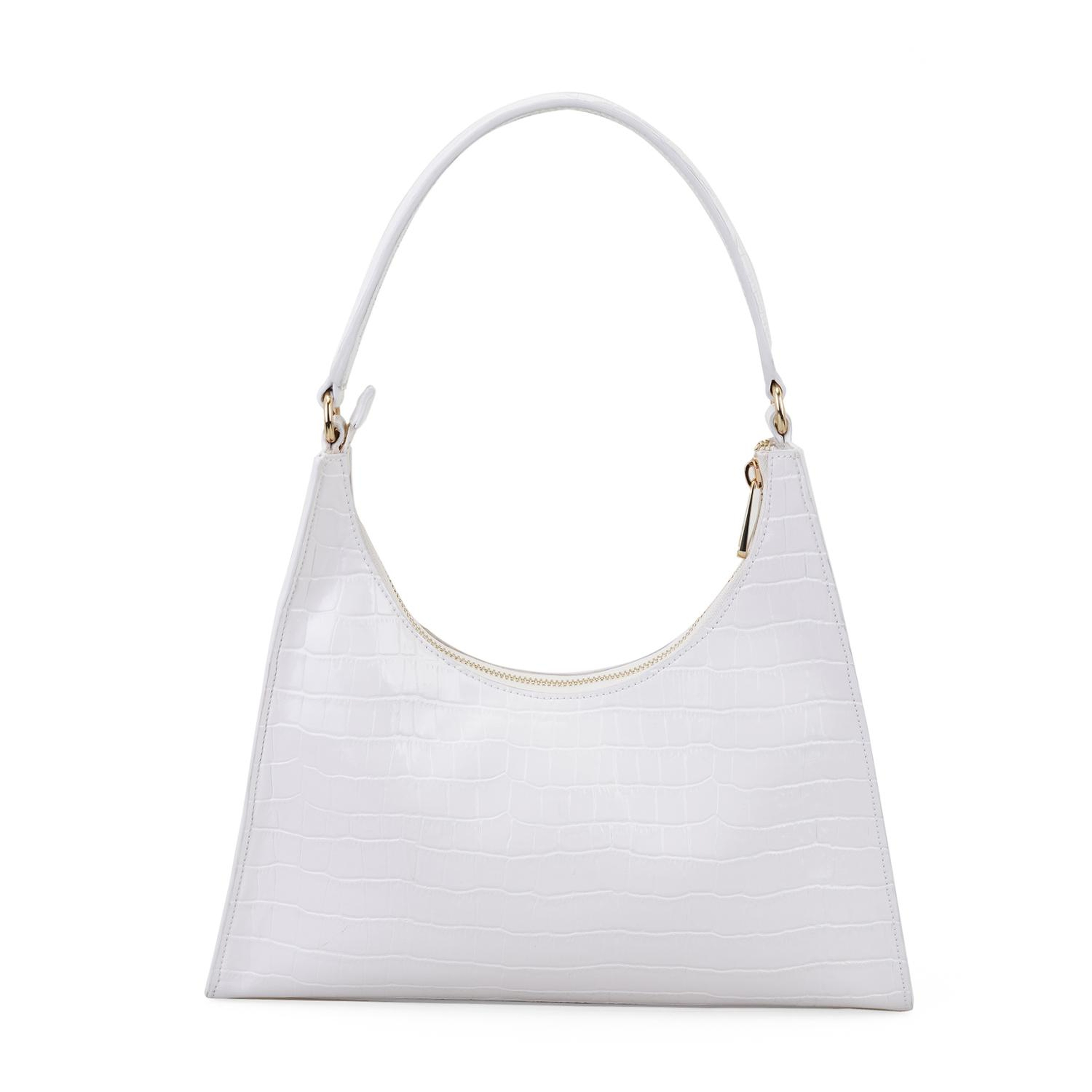 Aspen Beyaz Kadın Kroko Baskılı Deri Omuz Çantası