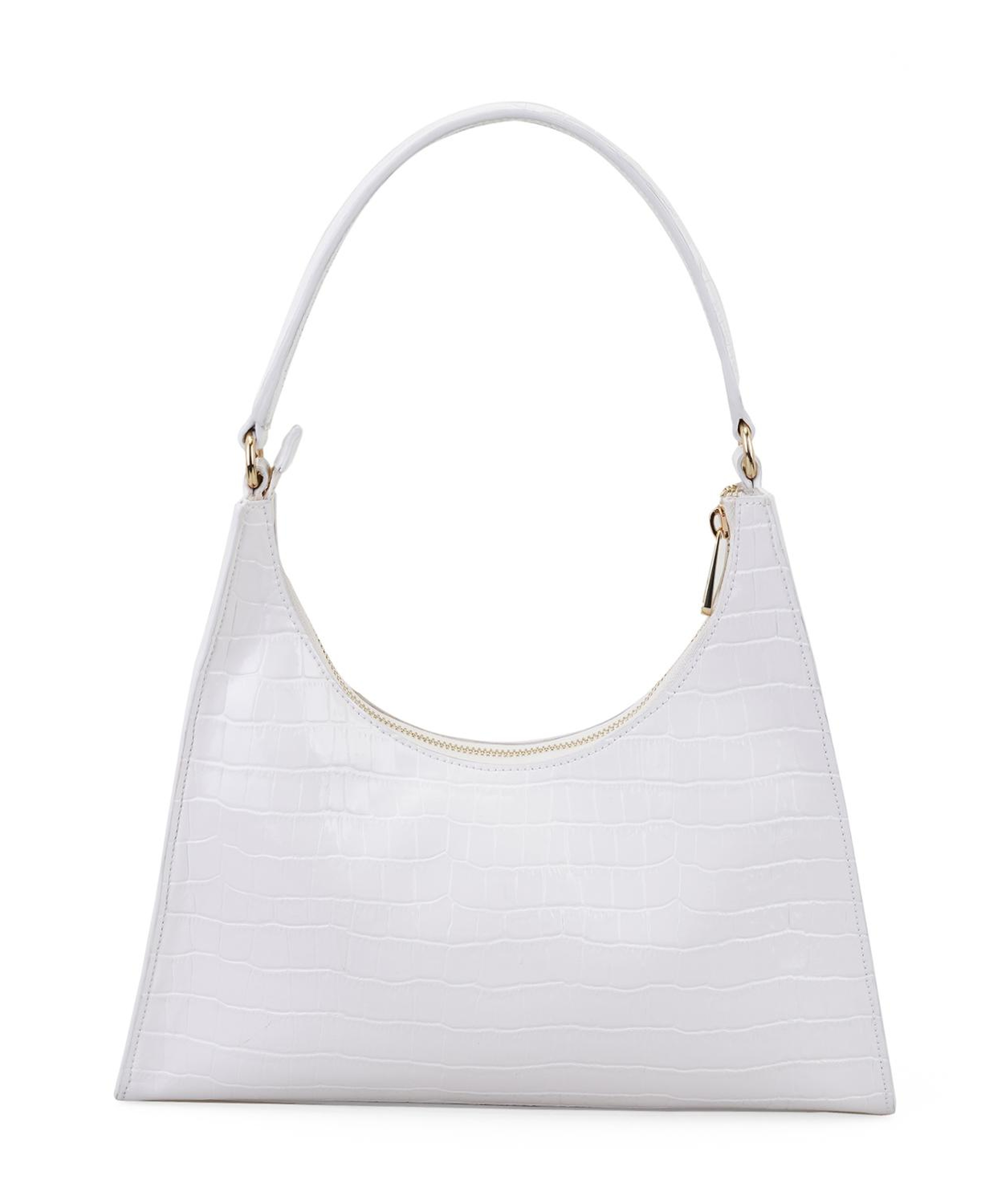 Aspen Beyaz Kadın Kroko Baskılı Deri Omuz Çantası