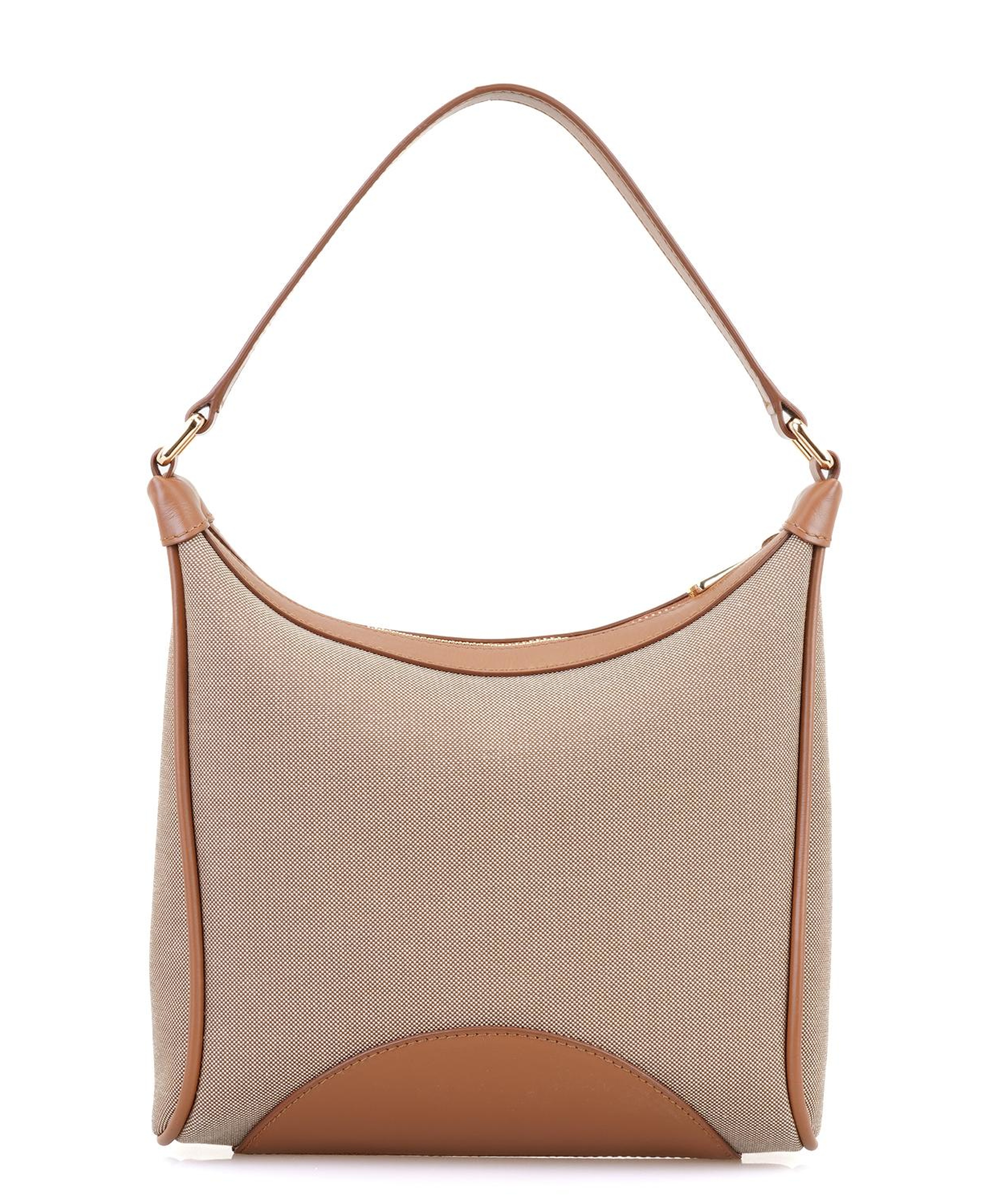 Kadın Ten Deri Biyeli Kanvas Omuz Çantası