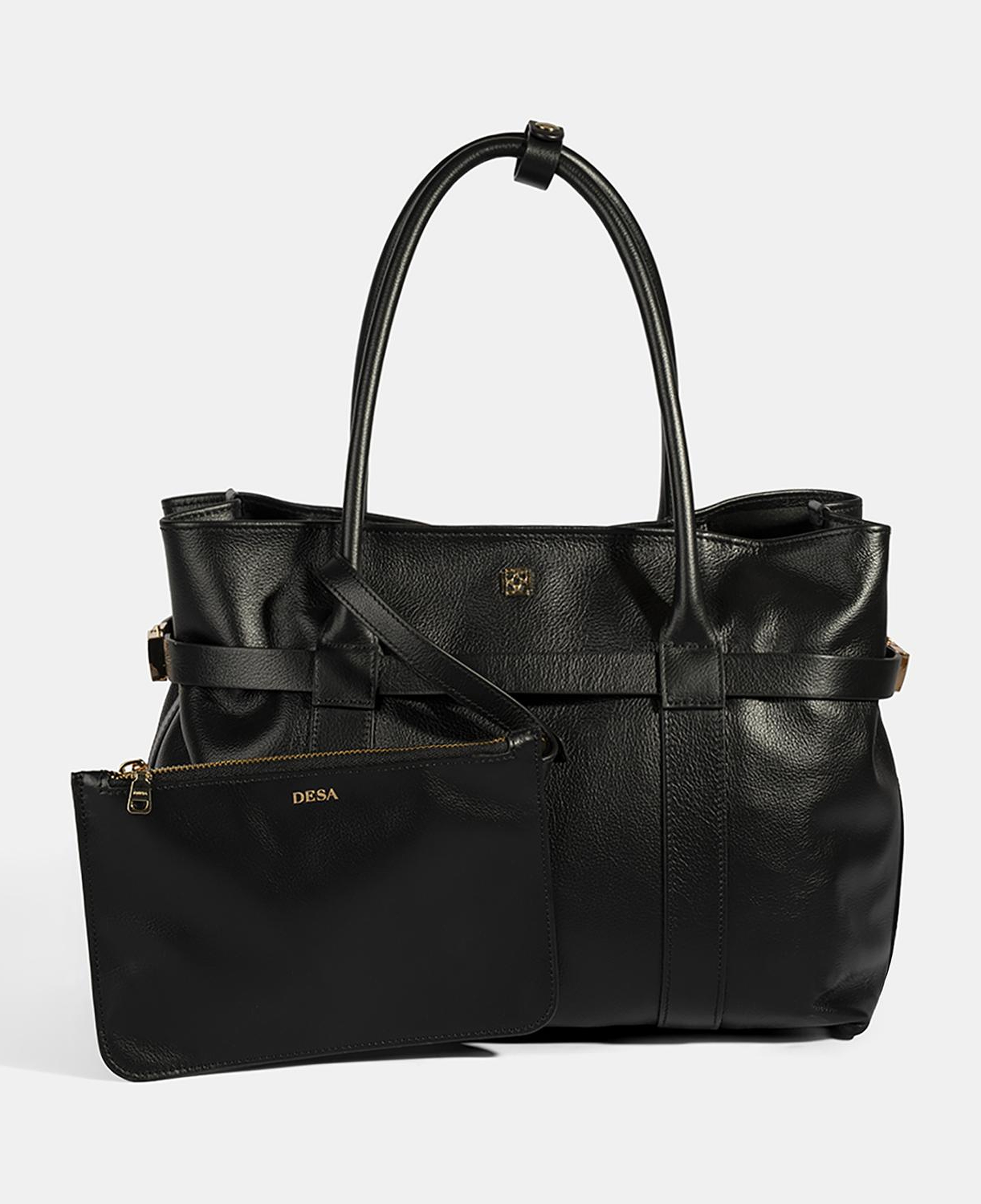 Kadın Siyah Cüzdan Aksesuarlı Deri Omuz Çantası