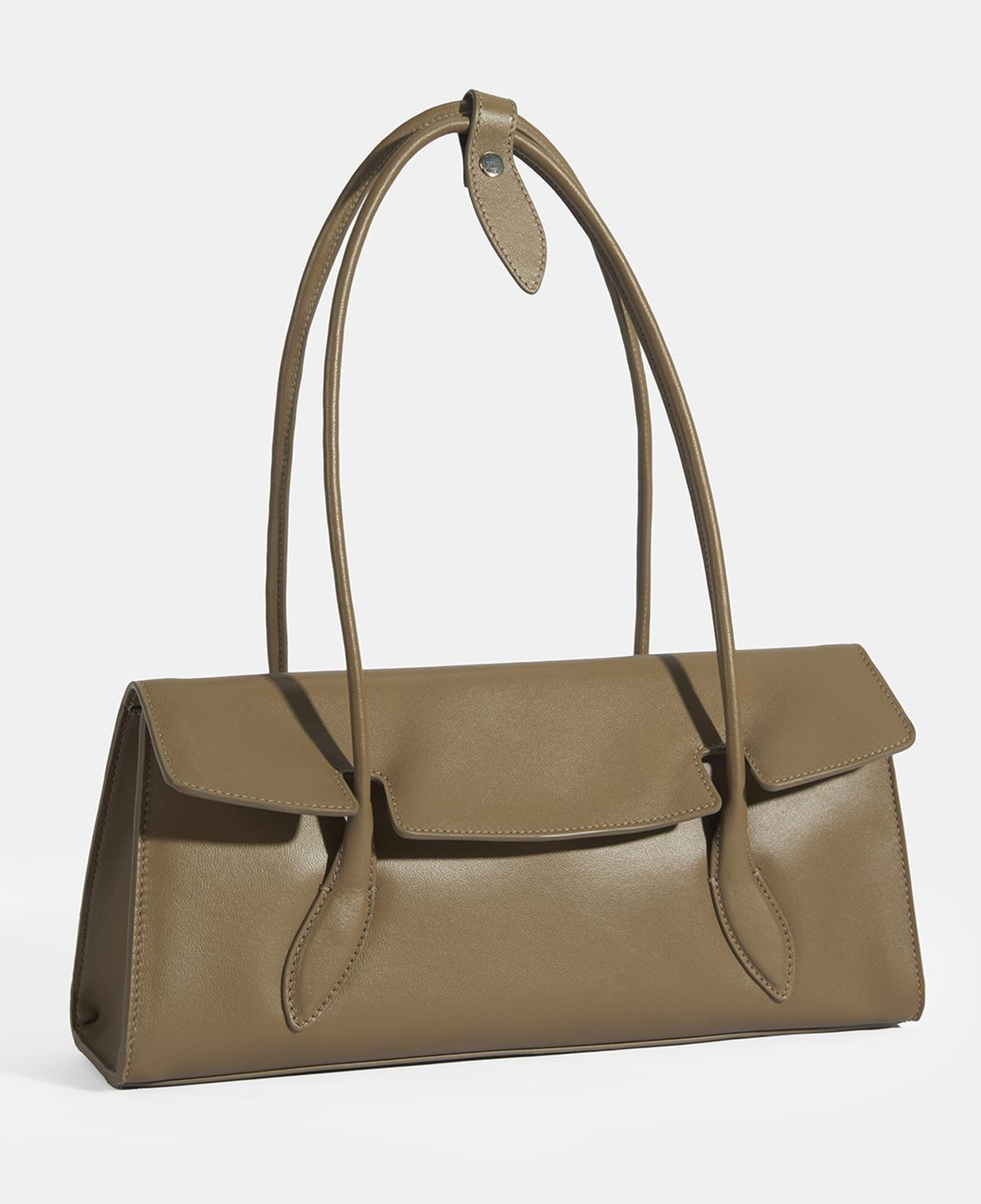 Kadın Kahve Yaprak Detaylı Deri Omuz Çantası