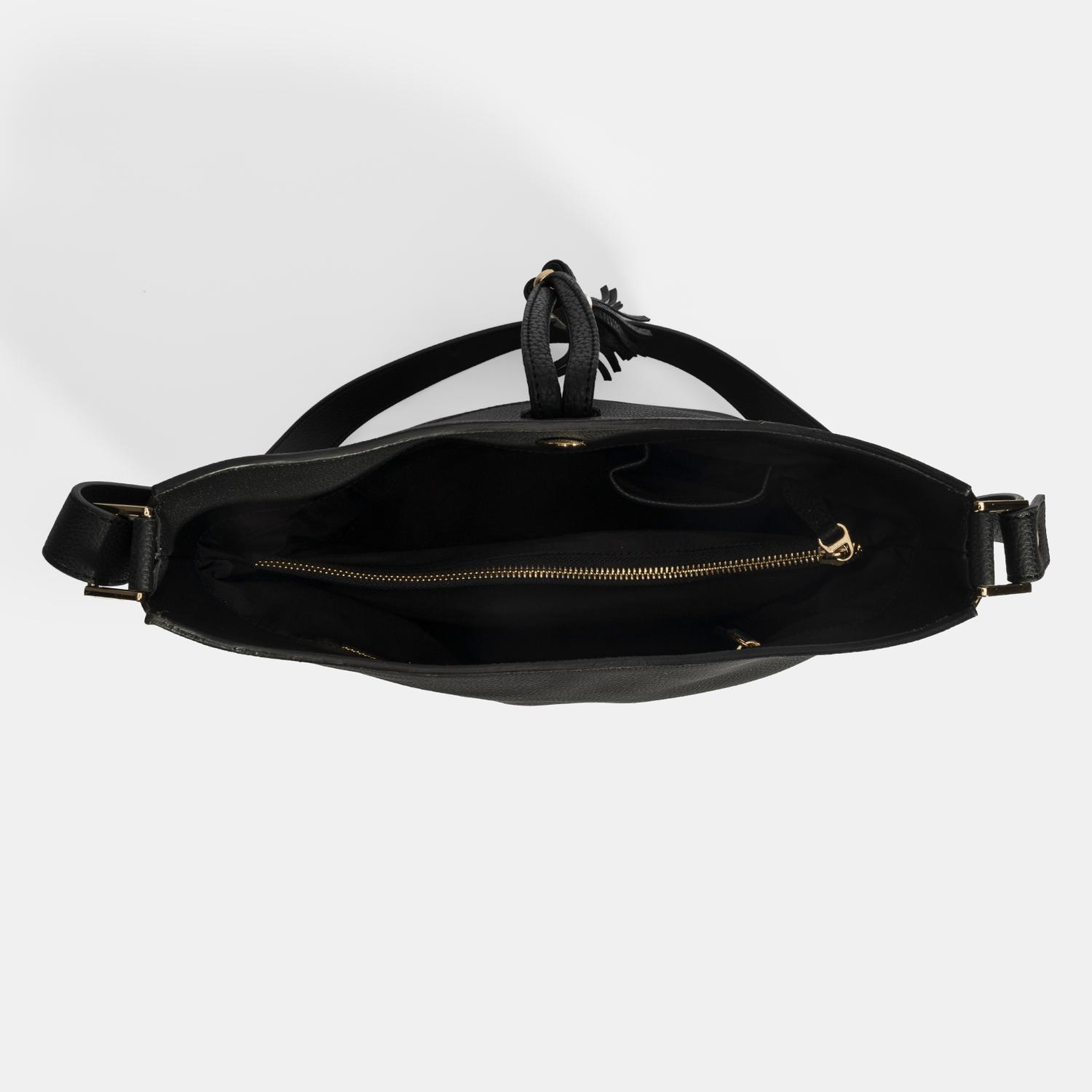 Kadın Siyah Püskül Detaylı Omuz Çantası