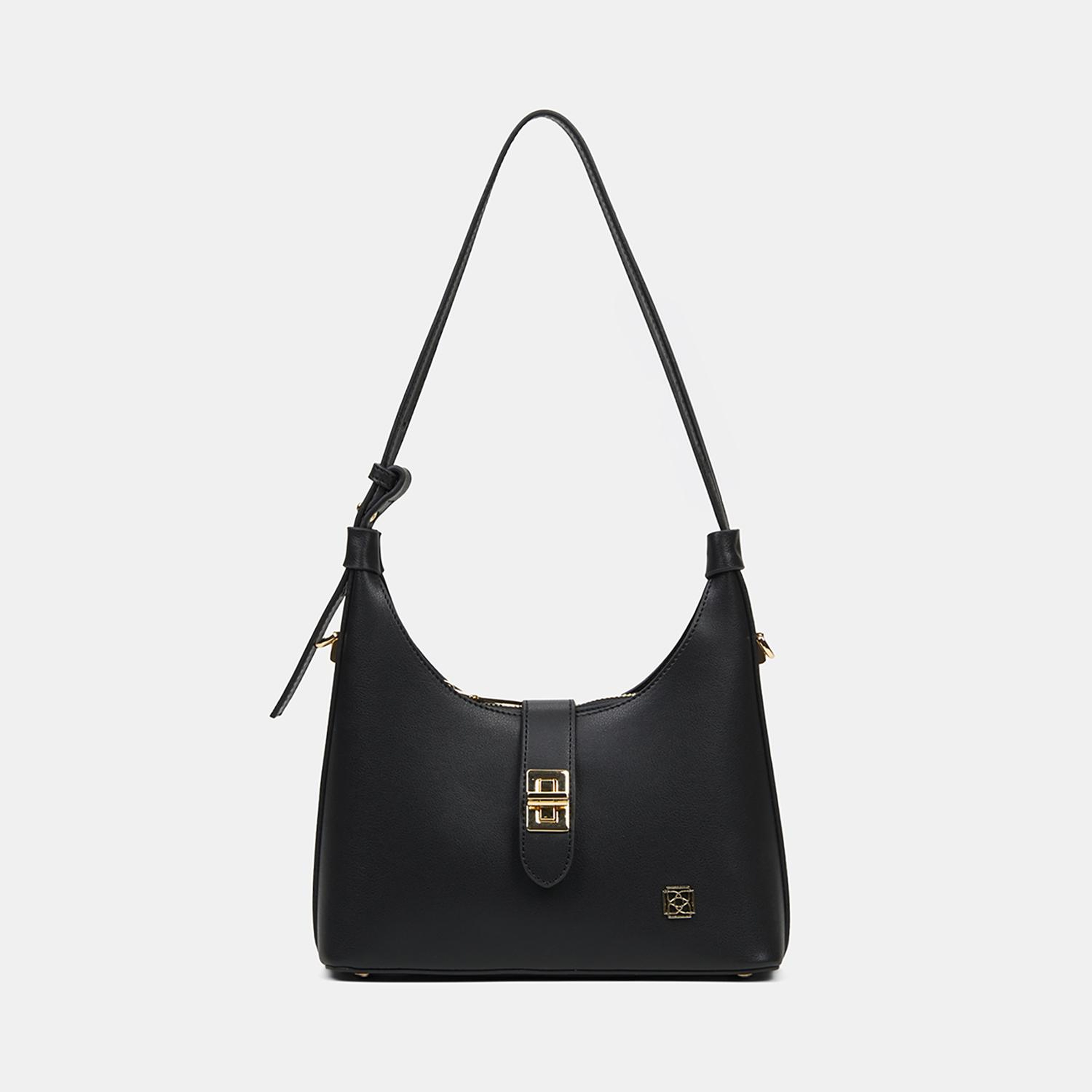 Kadın Siyah Gold Kilit Detaylı Omuz Çantası