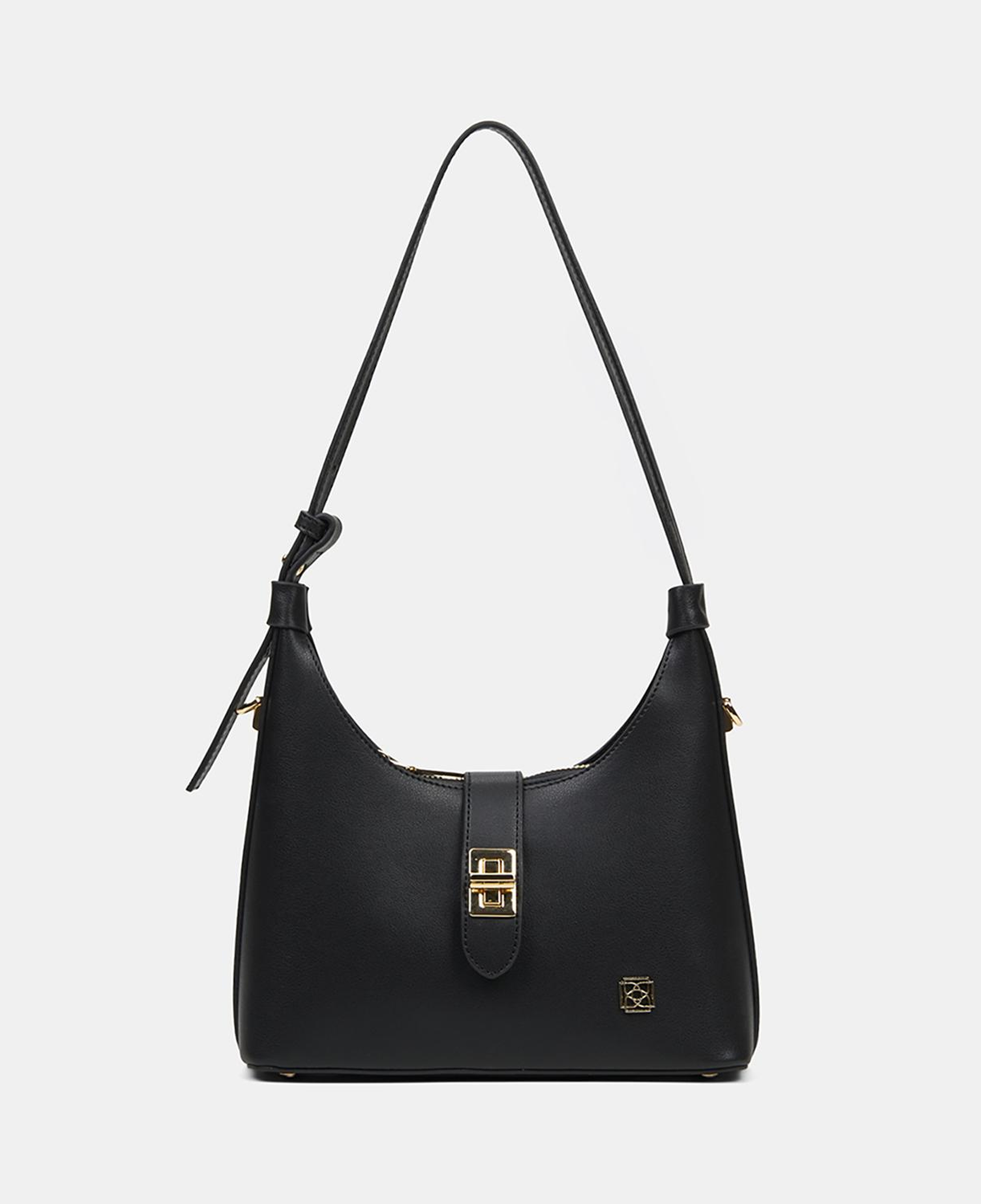 Kadın Siyah Gold Kilit Detaylı Omuz Çantası