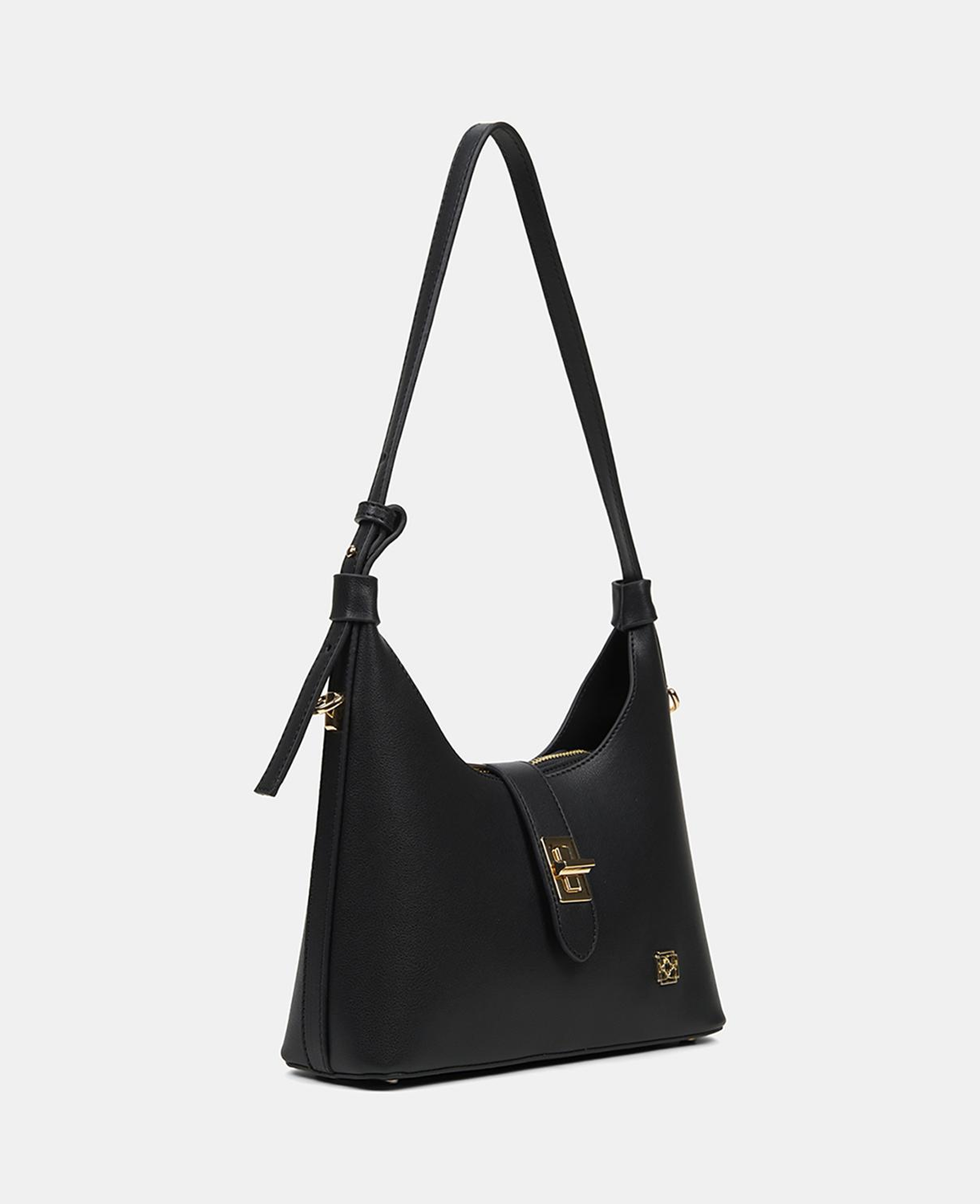 Kadın Siyah Gold Kilit Detaylı Omuz Çantası