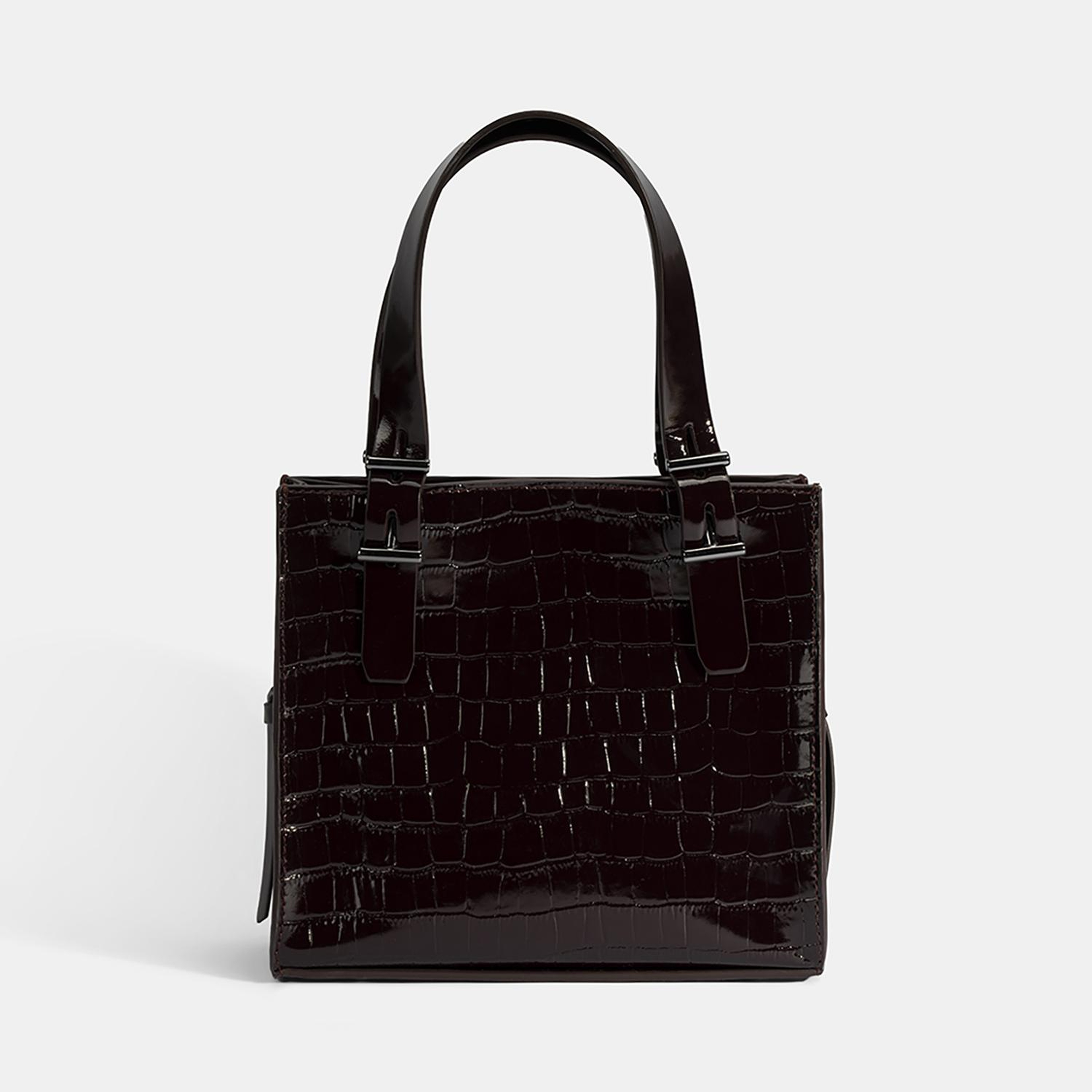 Kadın Bordo Kroko Baskılı Rugan Deri El Çantası