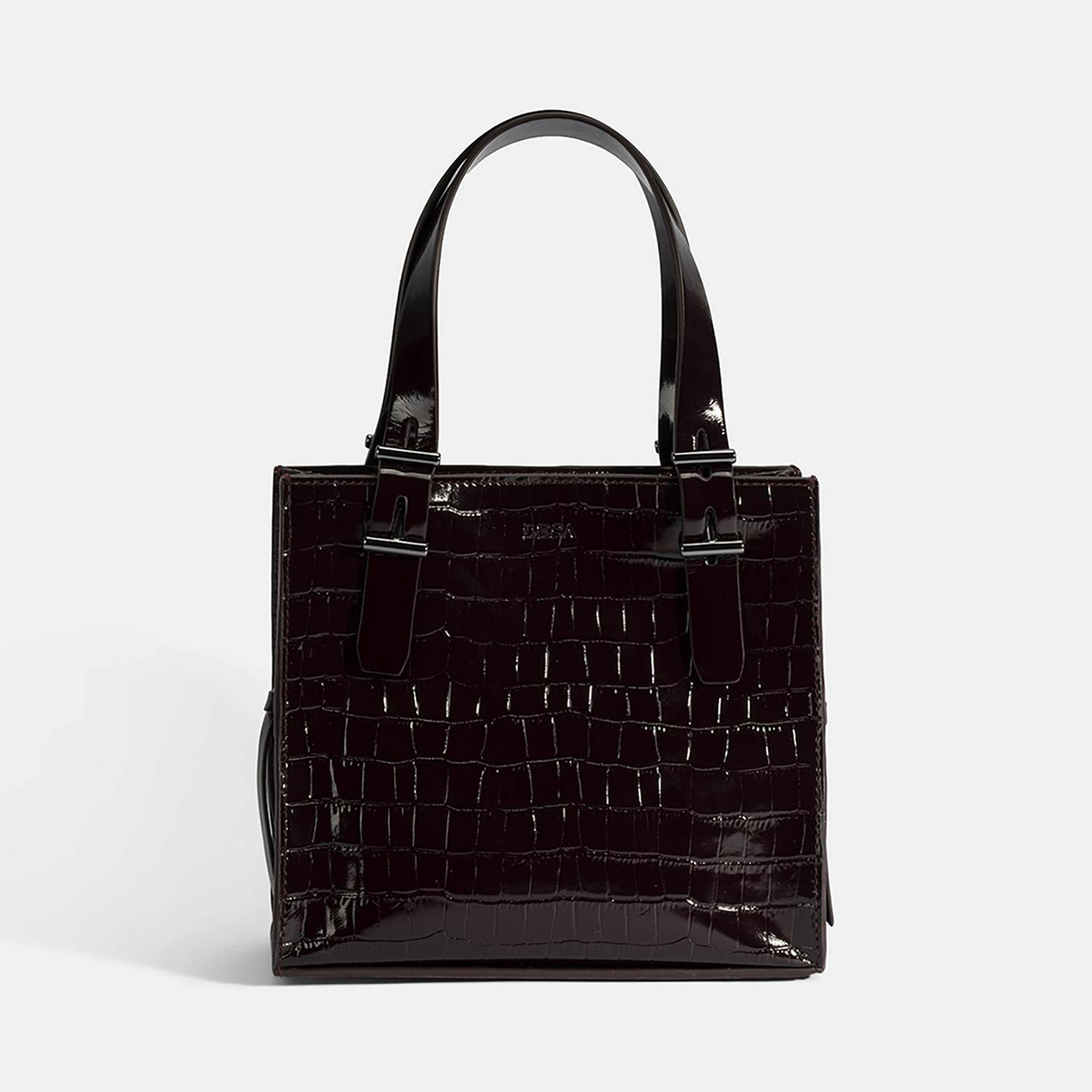 Kadın Bordo Kroko Baskılı Rugan Deri El Çantası