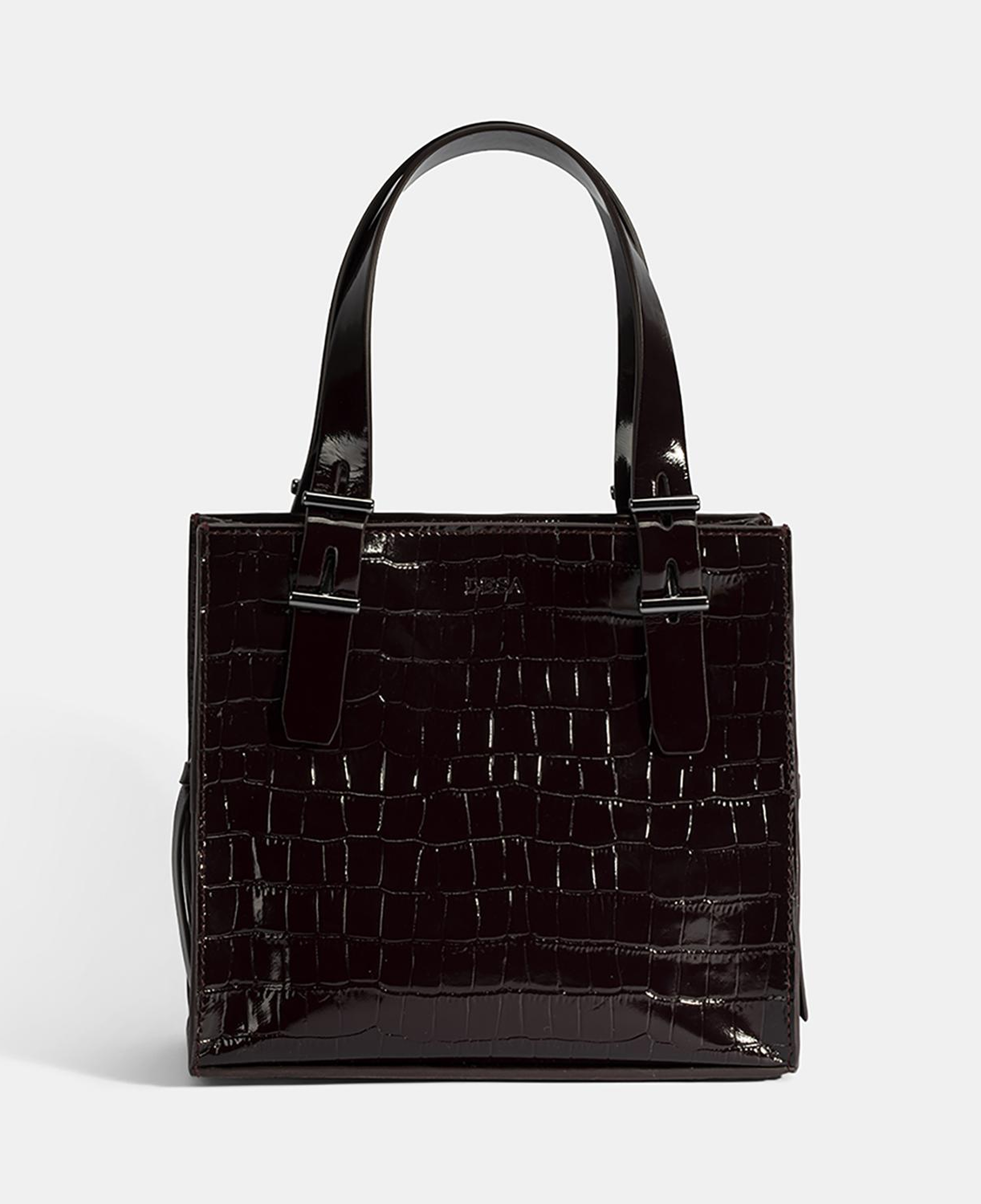 Kadın Bordo Kroko Baskılı Rugan Deri El Çantası