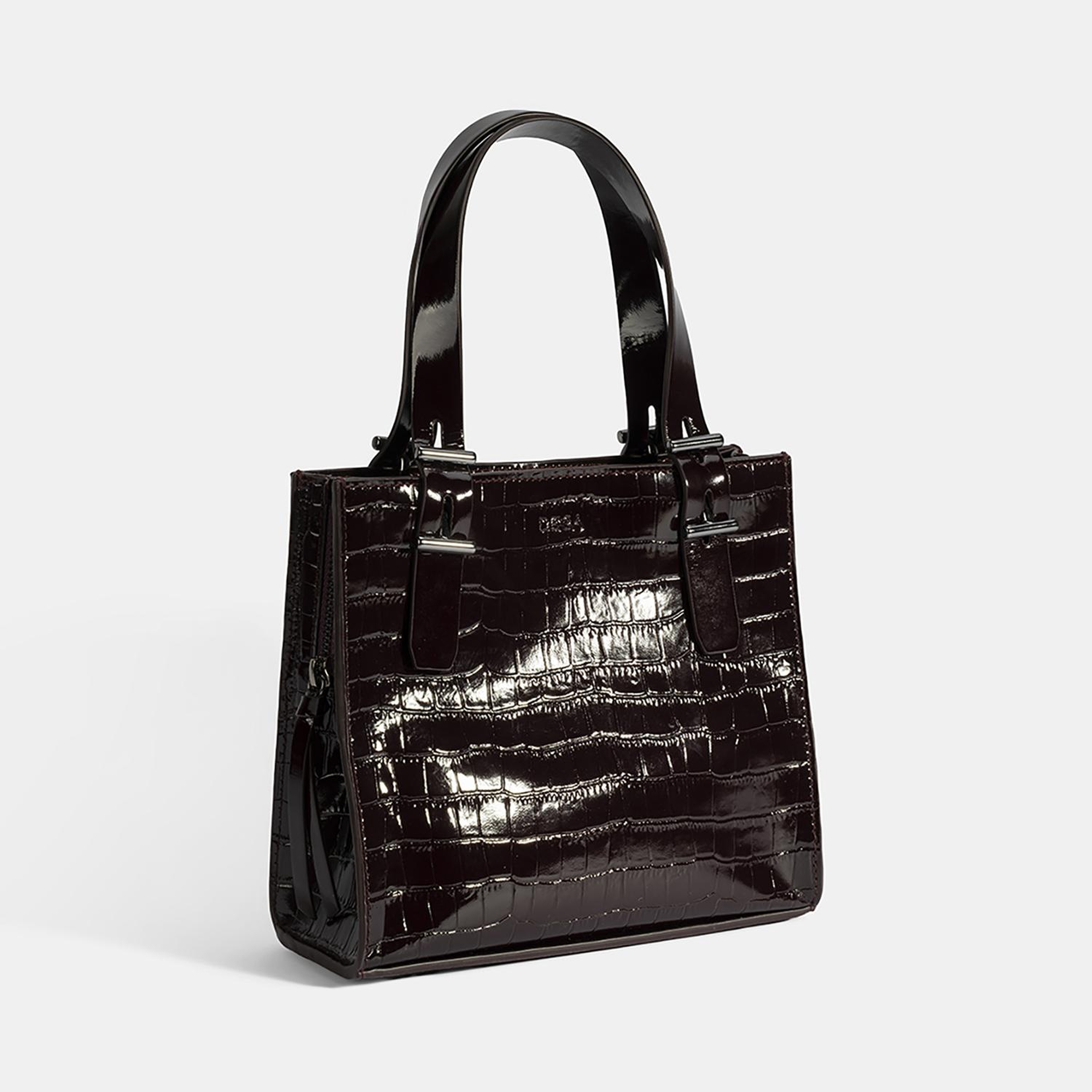 Kadın Bordo Kroko Baskılı Rugan Deri El Çantası