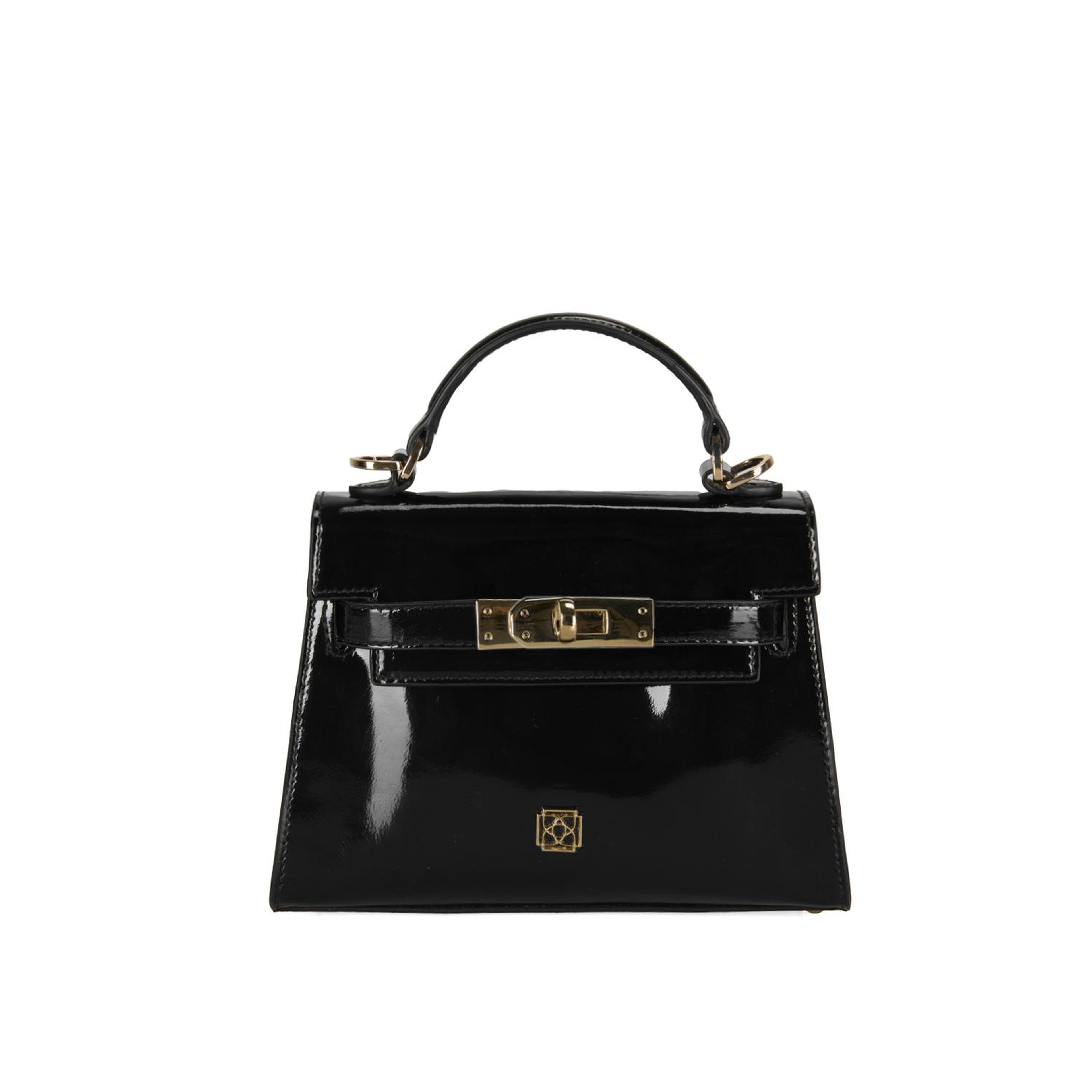 Rebeni Siyah Kadın Rugan El Çantası