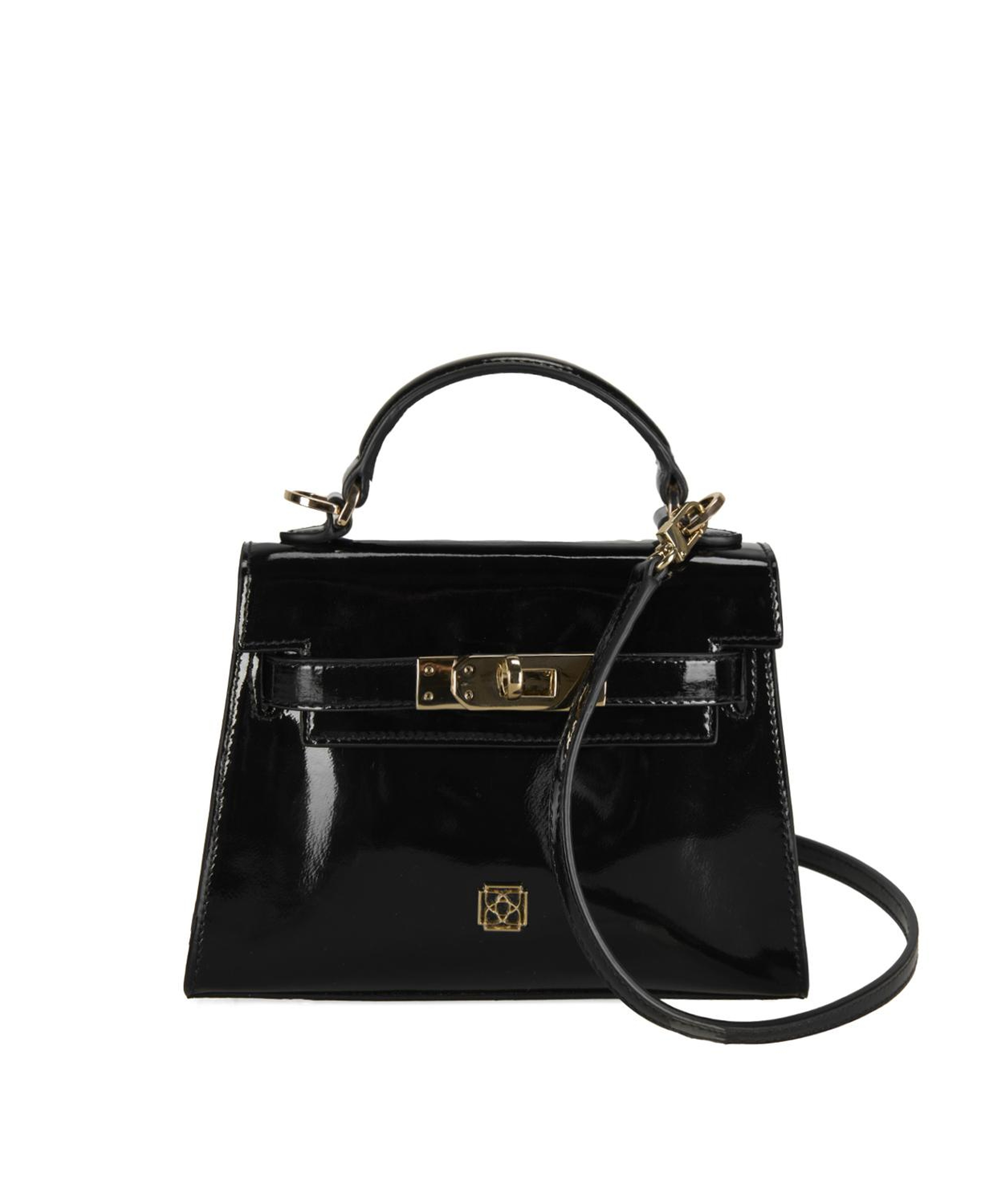 Rebeni Siyah Kadın Rugan El Çantası