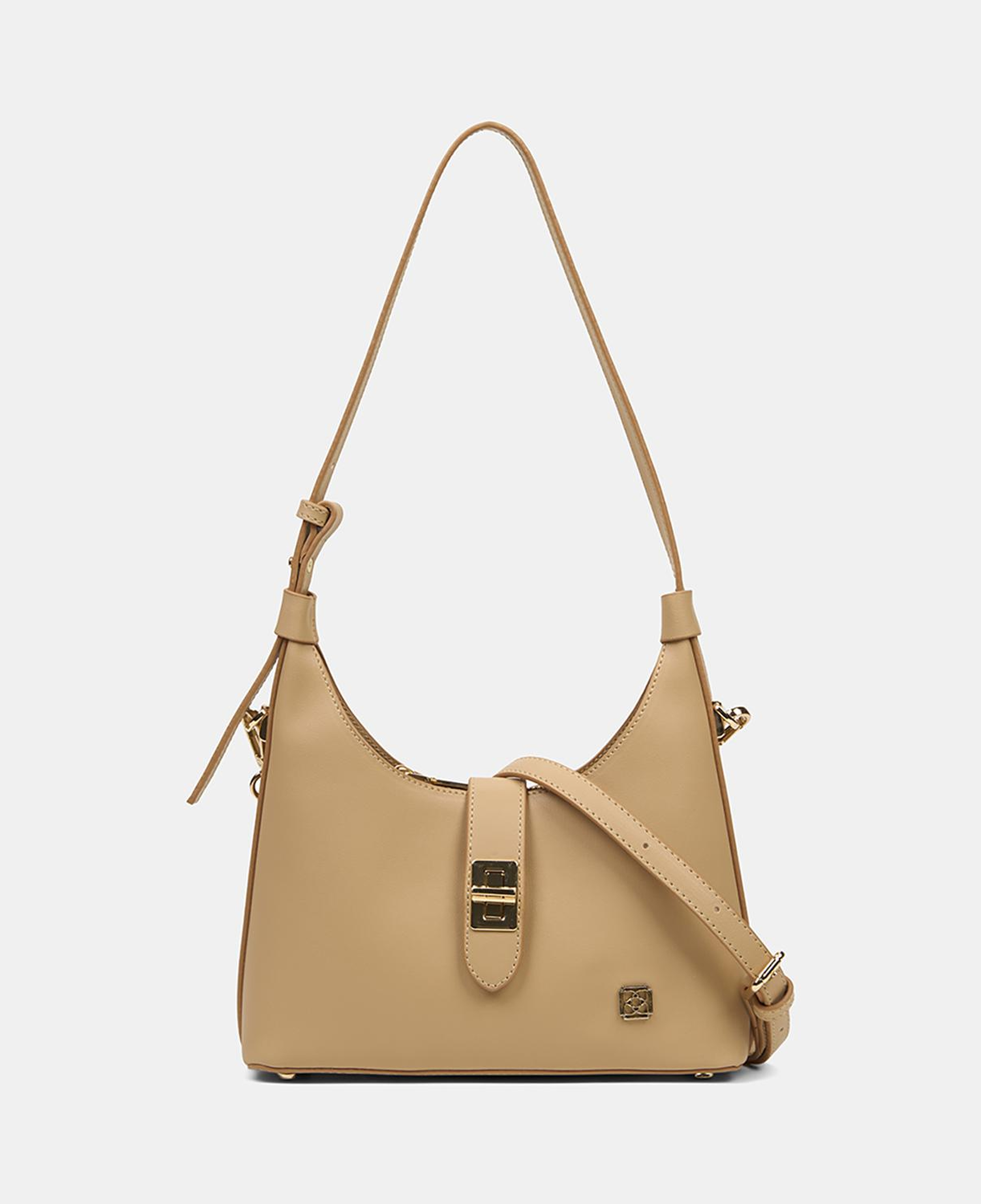 Kadın Camel Gold Kilit Detaylı Omuz Çantası