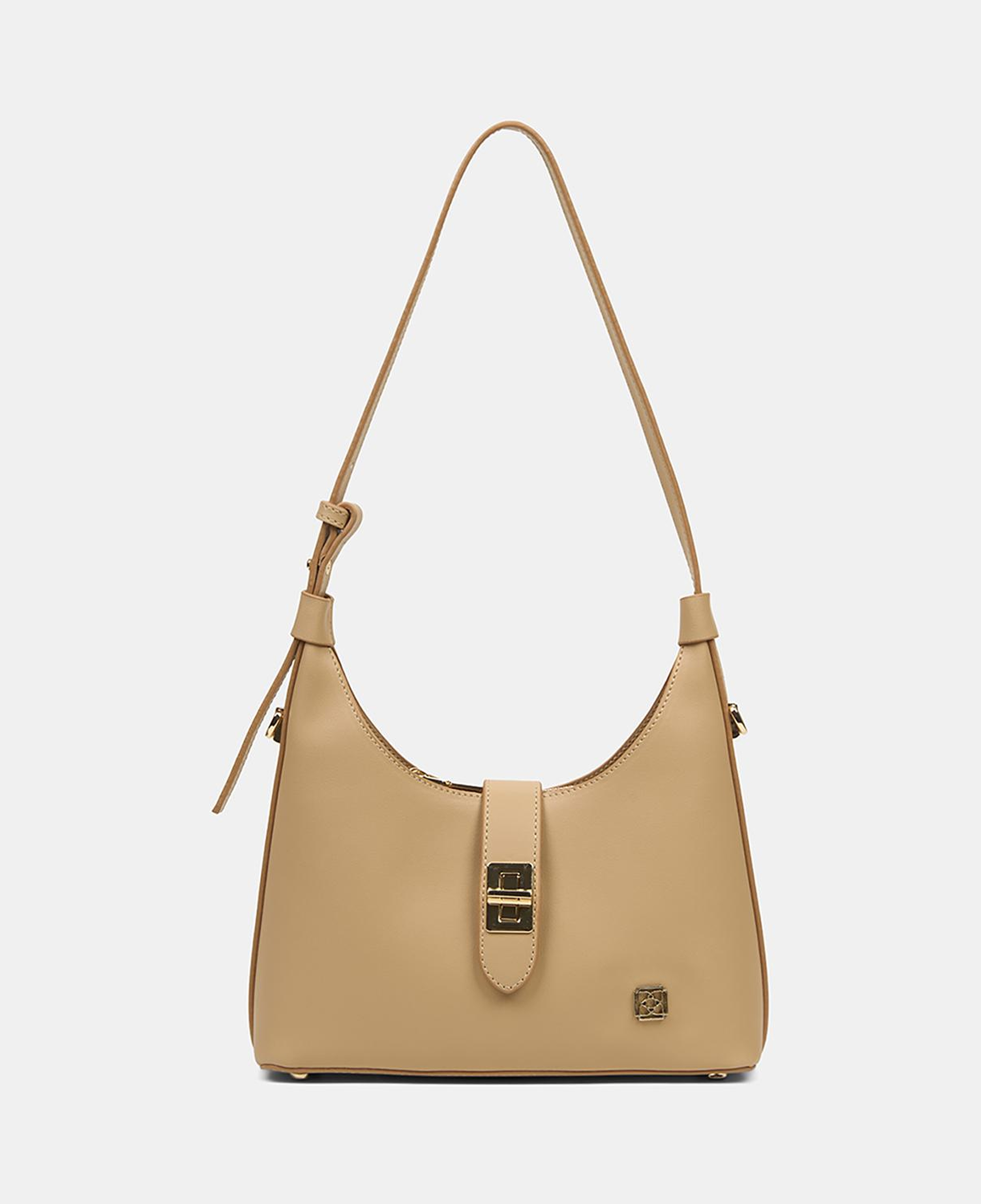 Kadın Camel Gold Kilit Detaylı Omuz Çantası