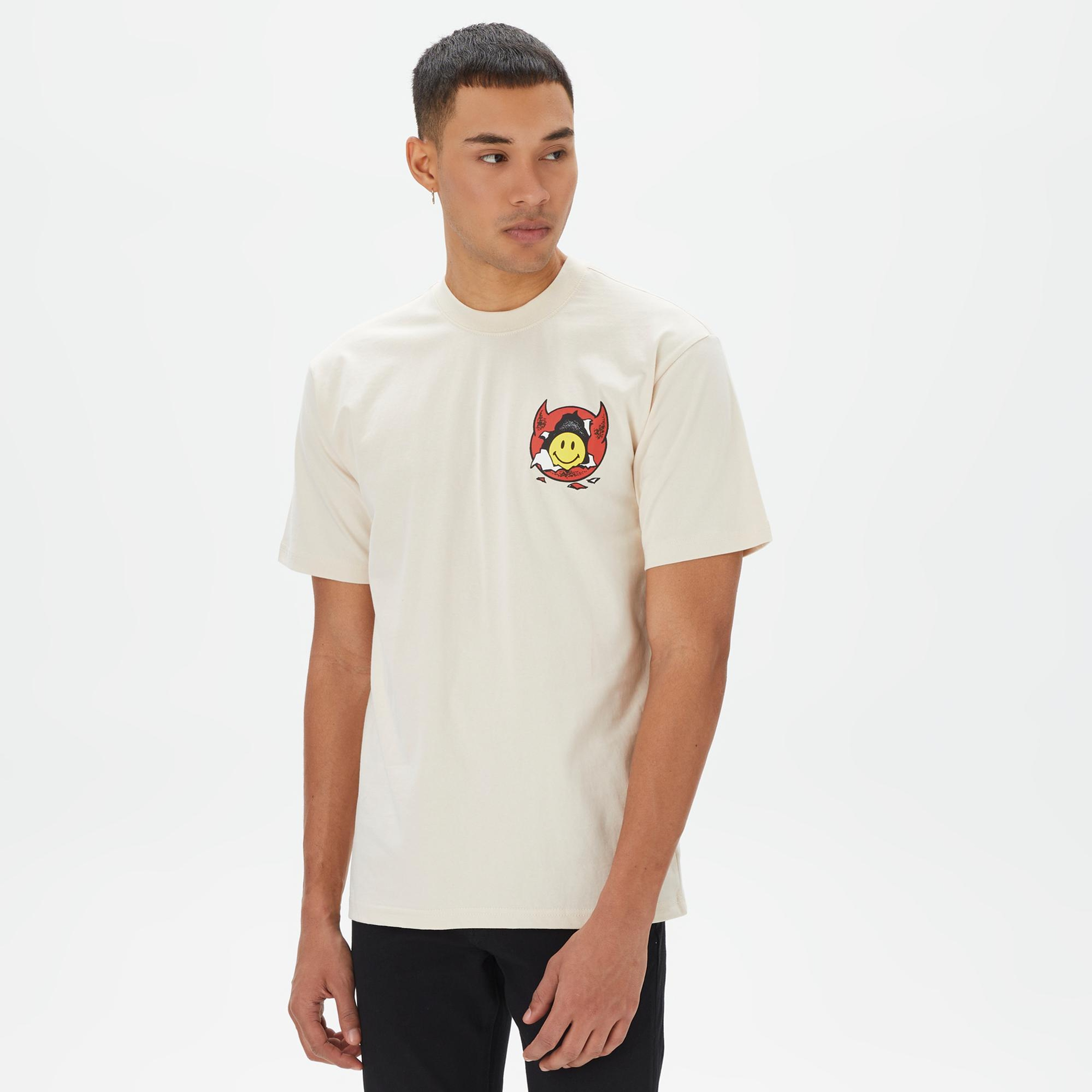 Market Smiley Inner Peace Erkek Krem T-Shirt