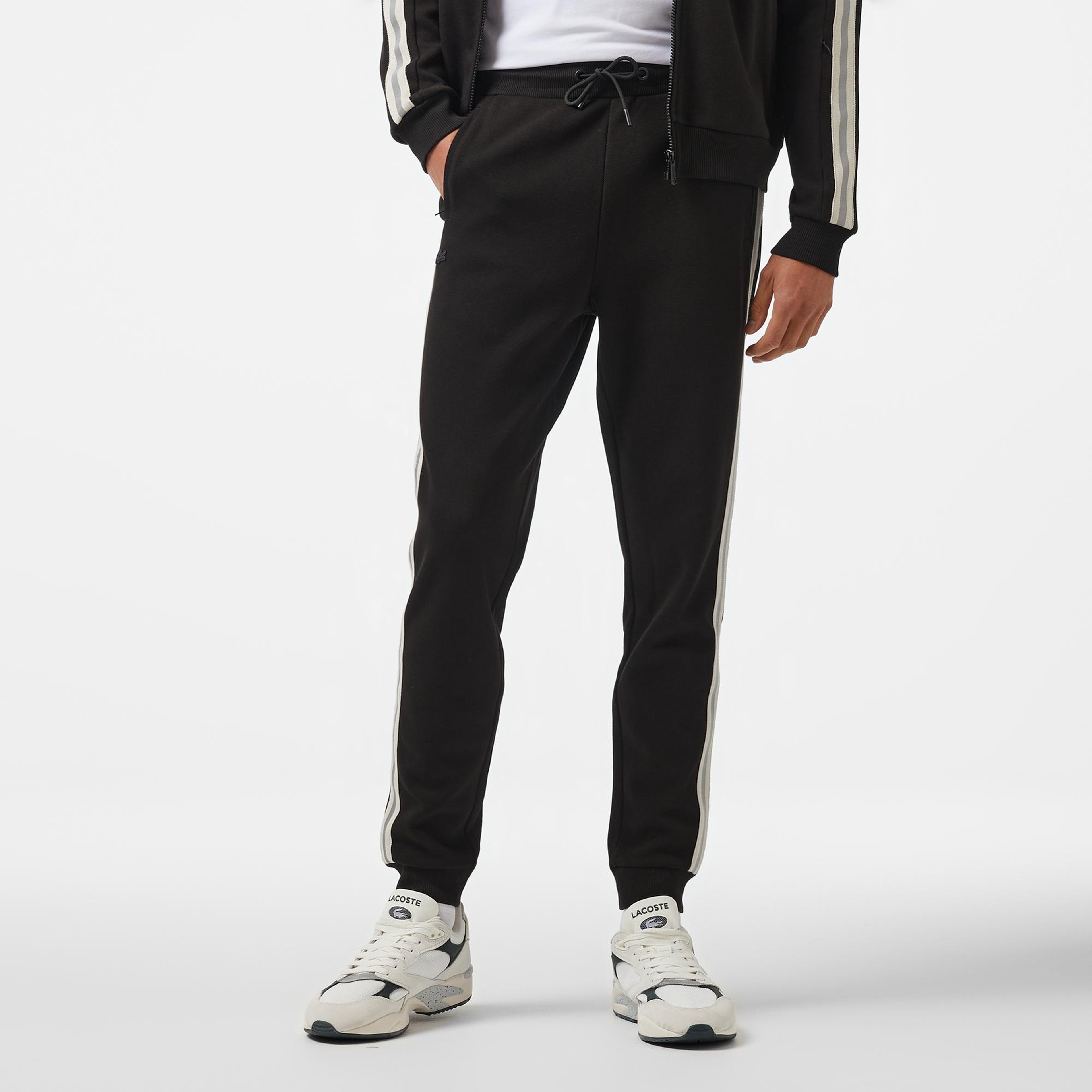 Lacoste Erkek Slim Fit Çizgili Siyah Eşofman Altı