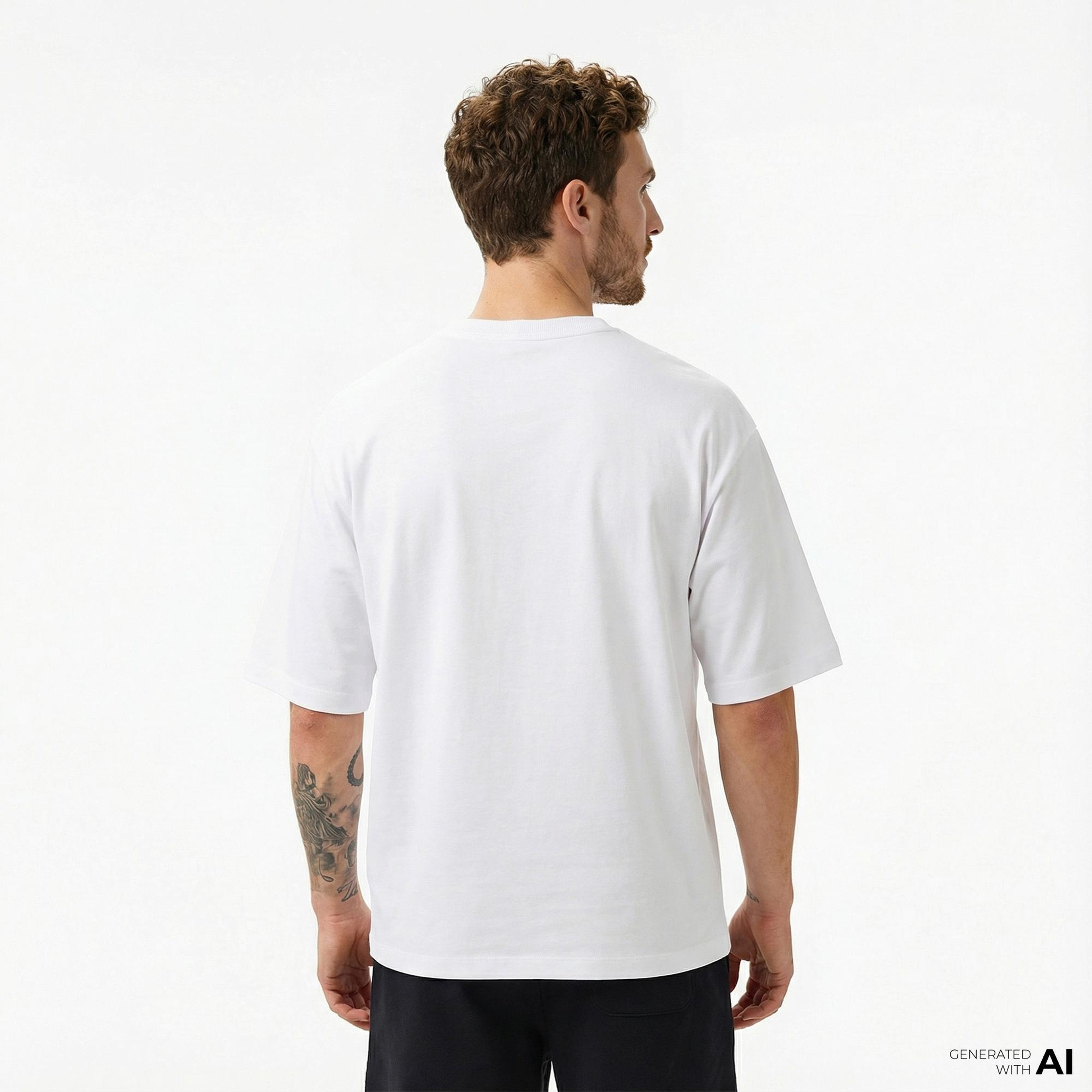 Converse Star Chevron Baskılı Oversize Fit Erkek Beyaz T-Shirt