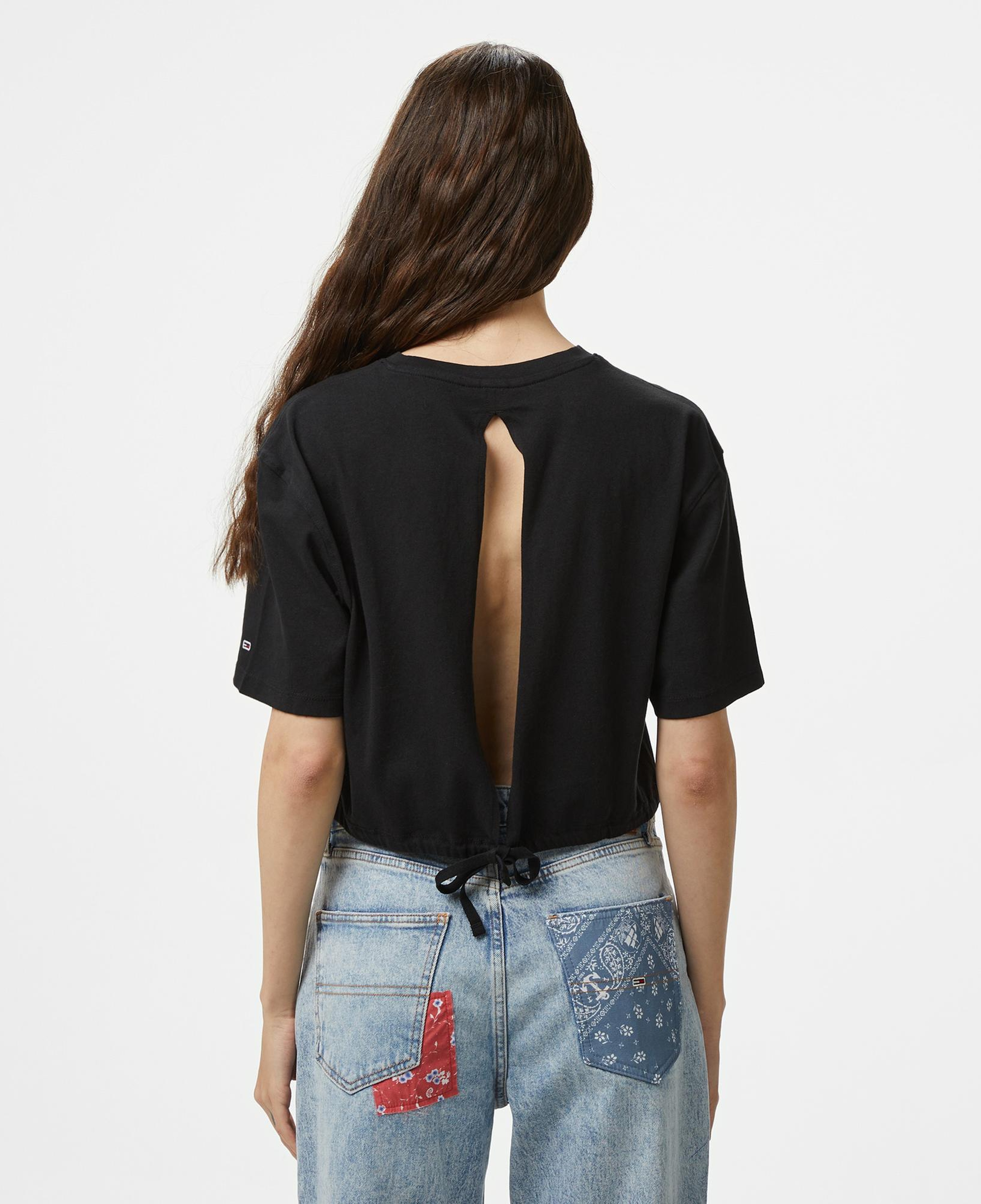 Tommy Jeans Cropped Gmd Script Open Back Kadın Siyah T-Shirt
