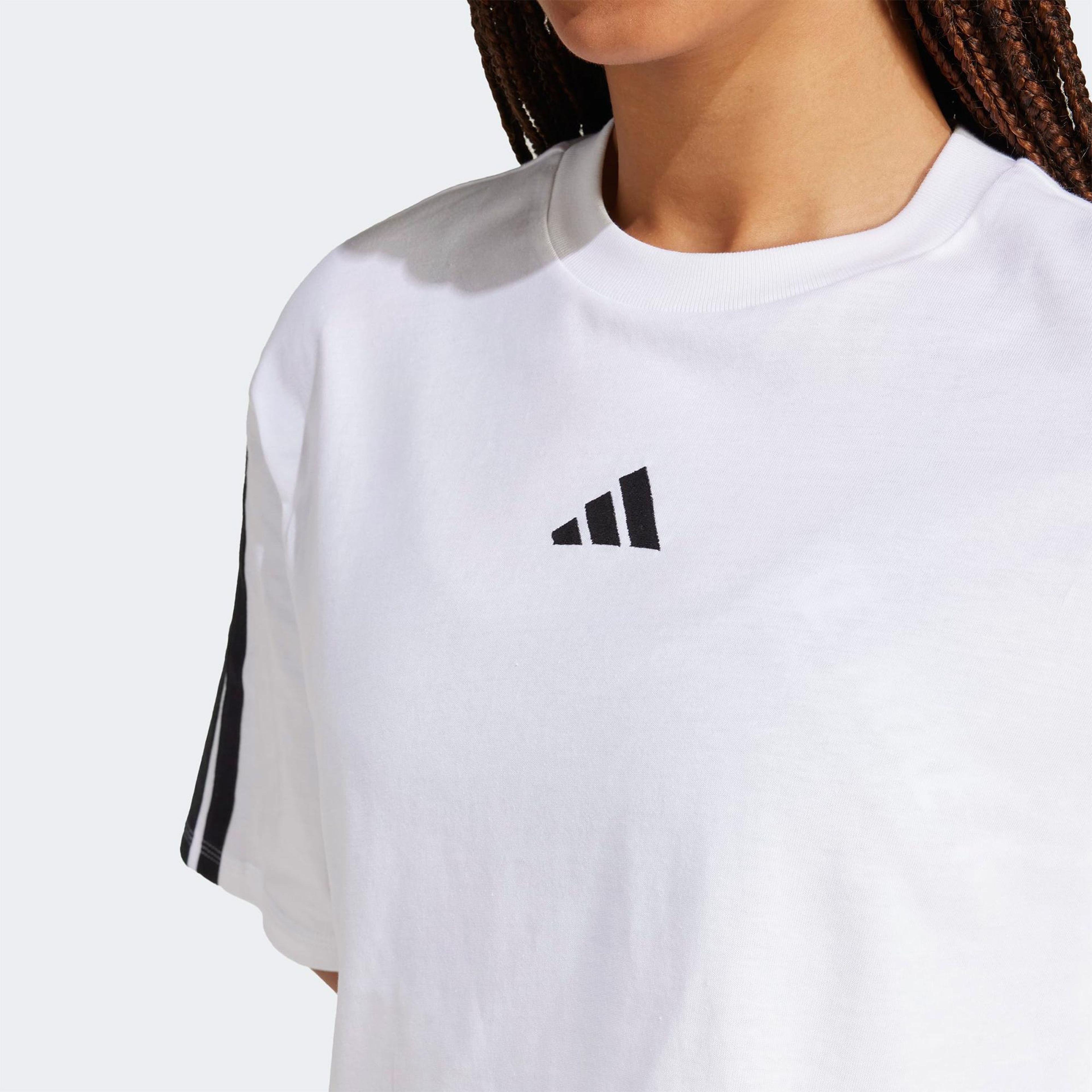 adidas Essentials 3-Stripes Cotton Loose Kadın Beyaz Tişört