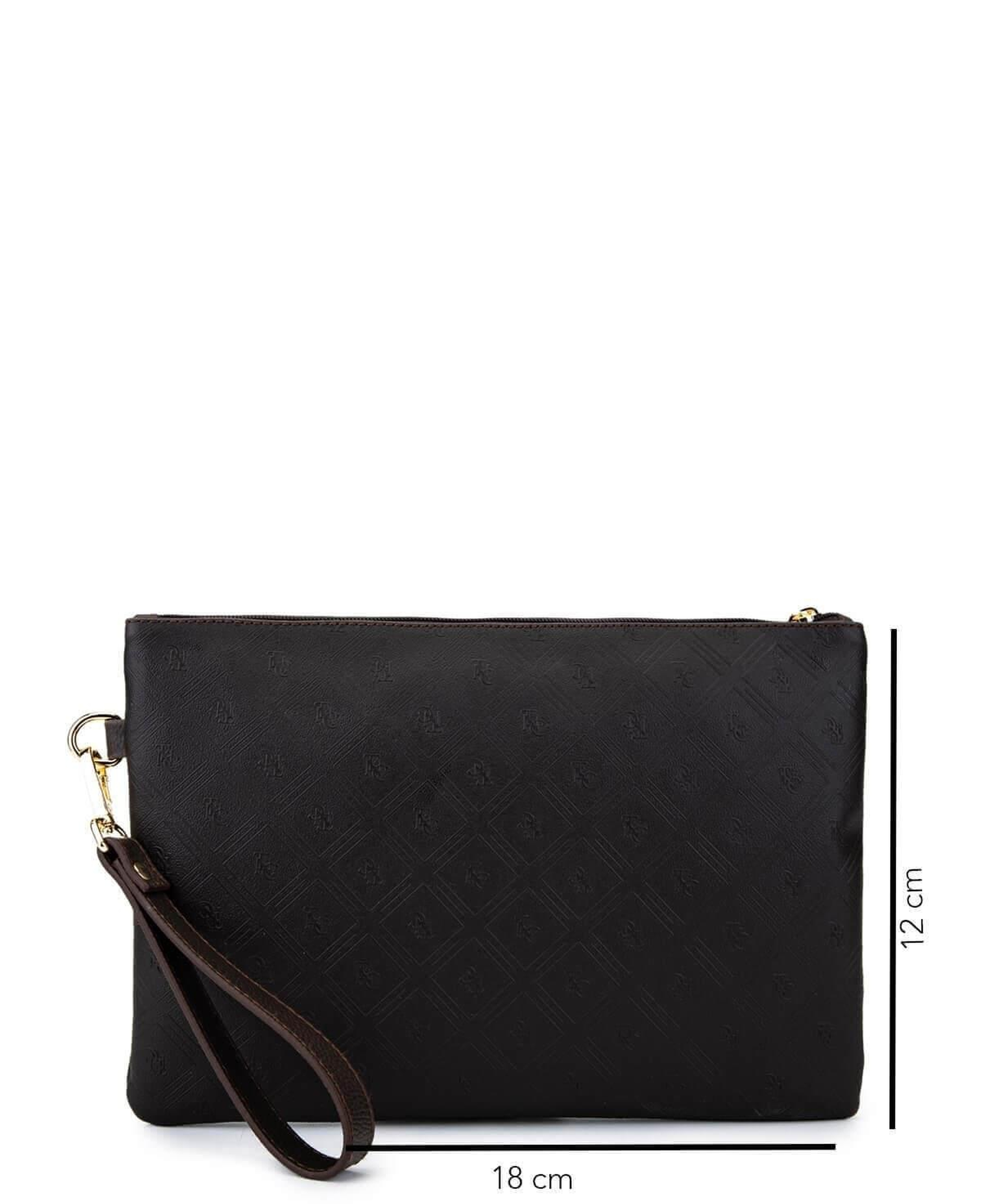 Tamer Tanca Kadın Suni Deri Kahverengi Clutch Çanta