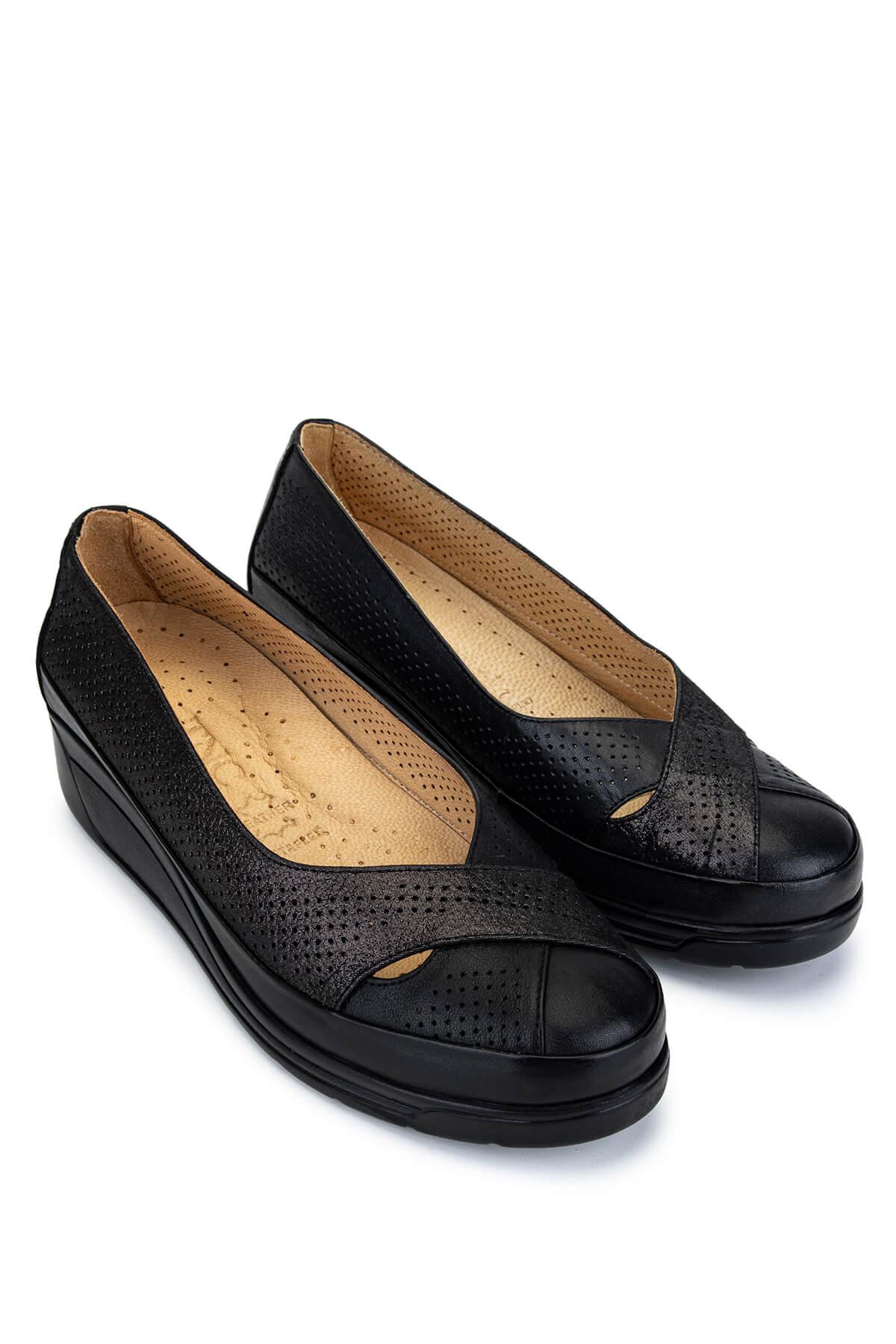 Tamer Tanca Kadın Hakiki Deri Siyah Comfort Ayakkabı